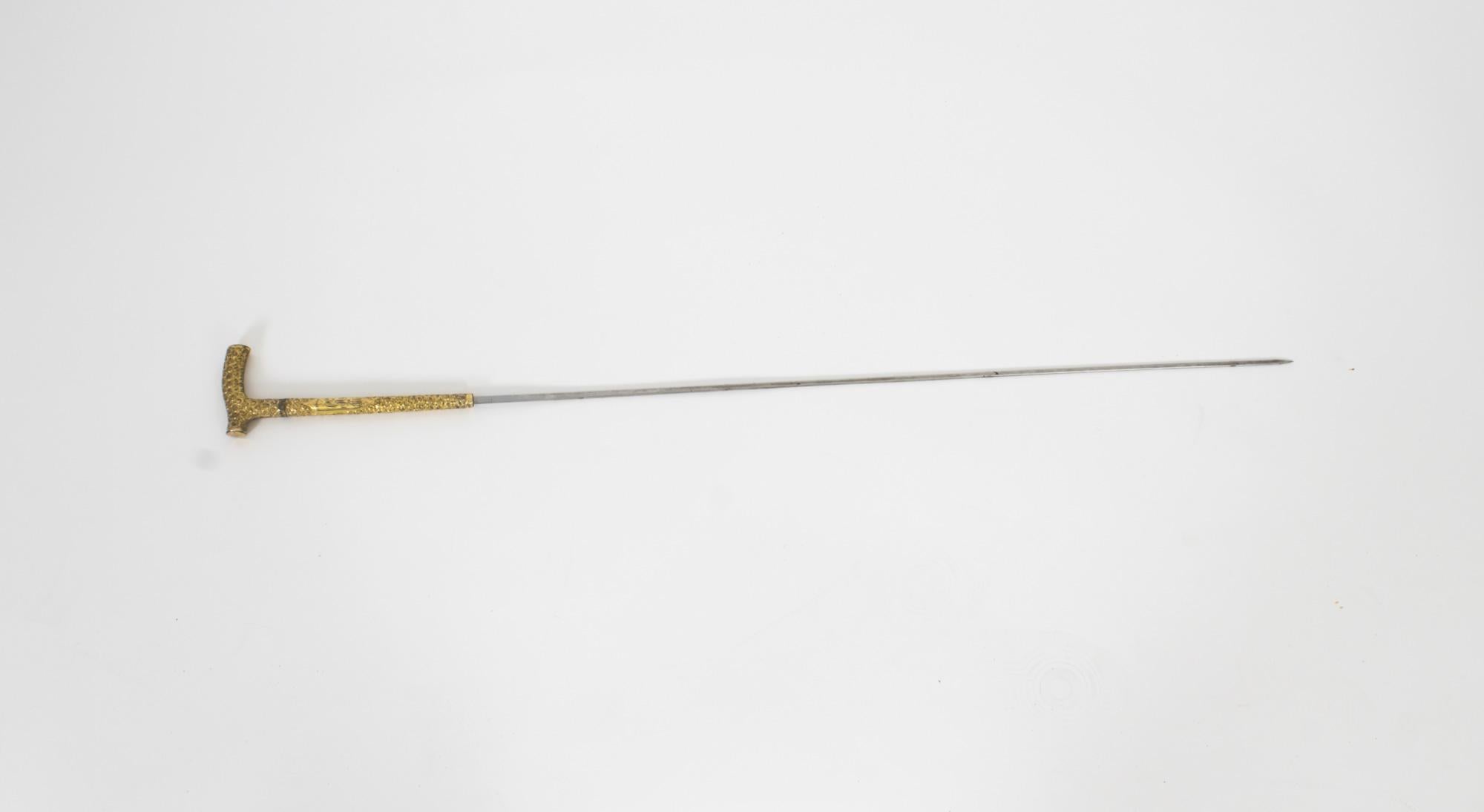 Antique Edwardian Bamboo Ormolu Sword / Walking Stick Cane London 1900 3