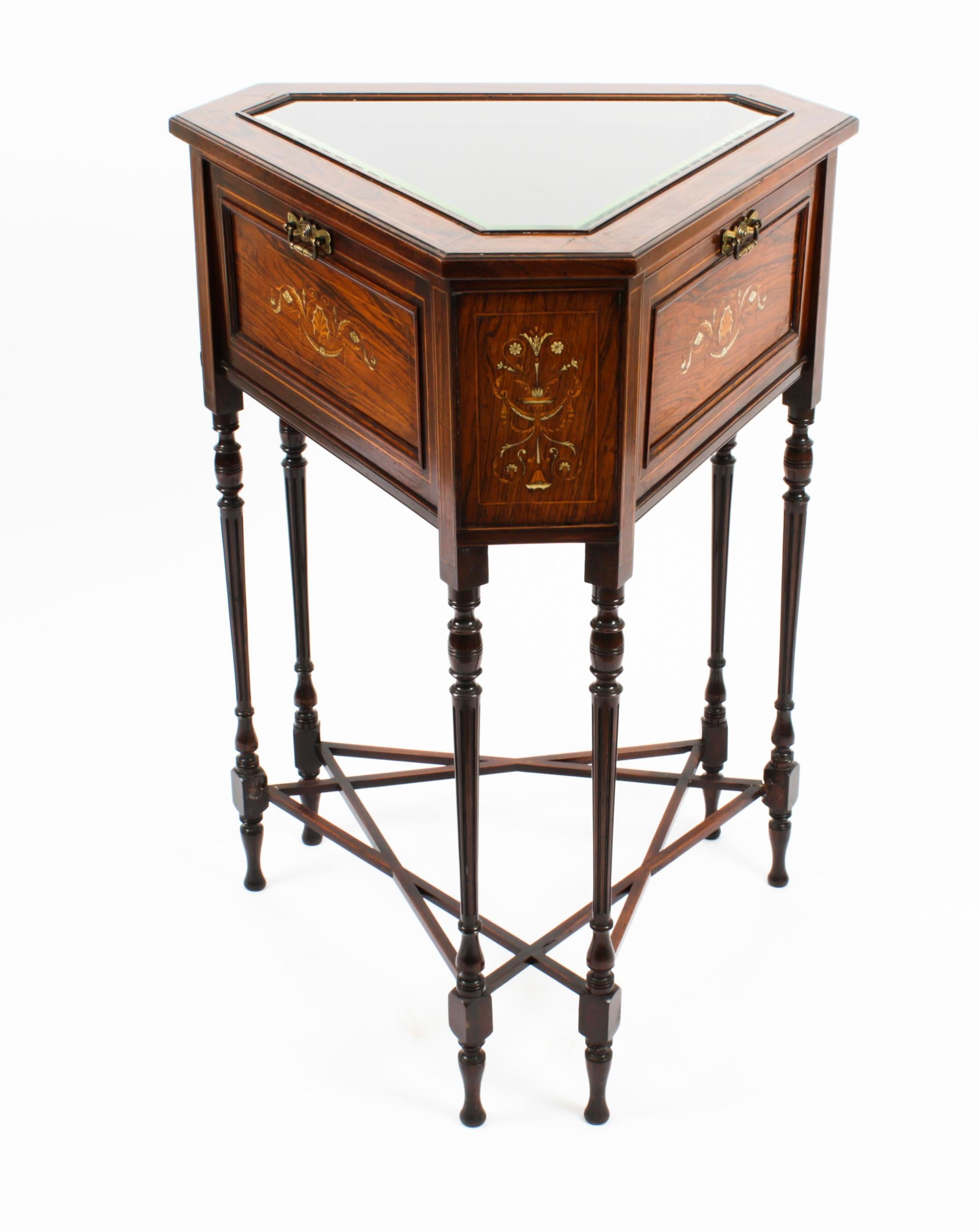 Antique Edwardian Bijouterie Display Table Cabinet 19th C 3