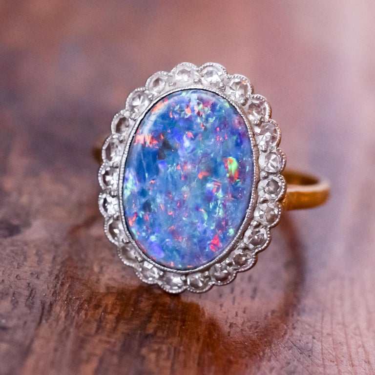 edwardian opal and diamond ring