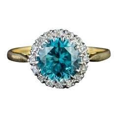 Antique Edwardian Blue Zircon Diamond 2.5 Carat Zircon 18 Carat Gold Ring Antique Edwardian Blue Zircon Diamond 2.5 Carat Zircon 18 Carat Gold Ring