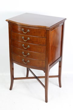 Antique Edwardian Bow Front Mahogany Music Cabinet English Chest, circa 1910