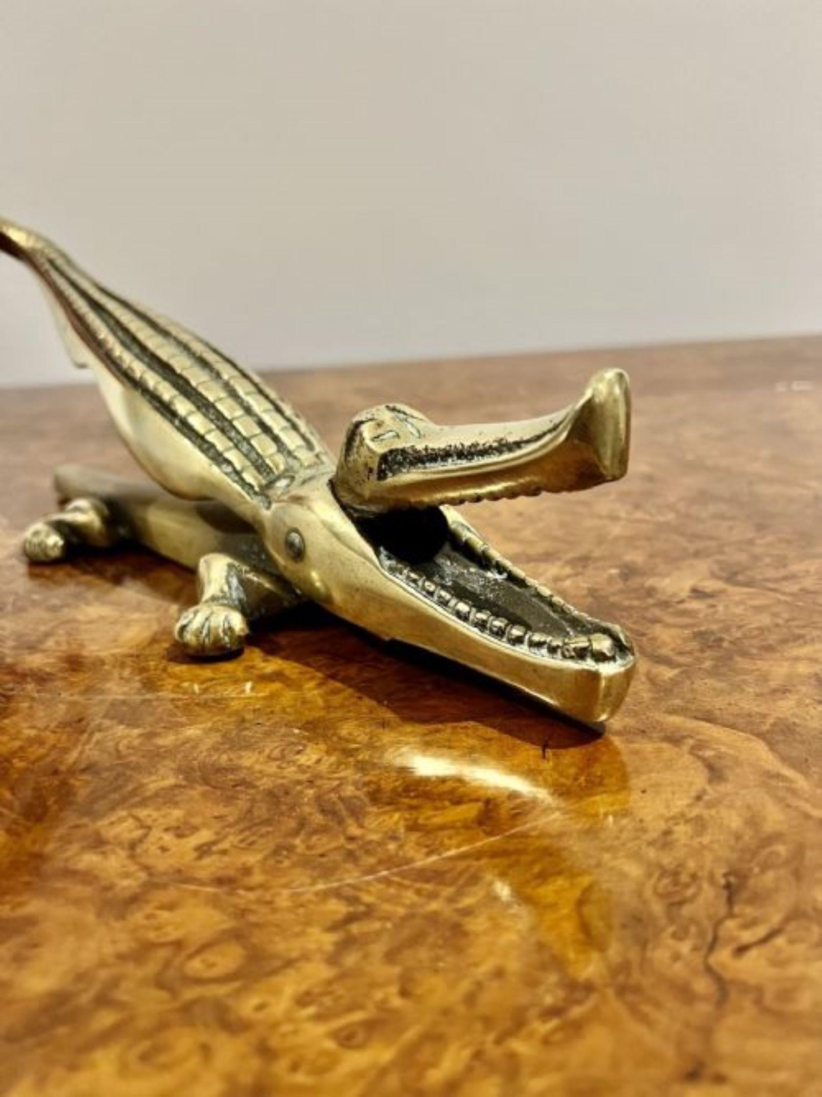 Antique Edwardian brass nut cracker in the form of a crocodile. 
