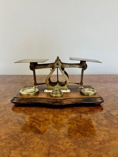 Antique Edwardian brass postal scales & weights