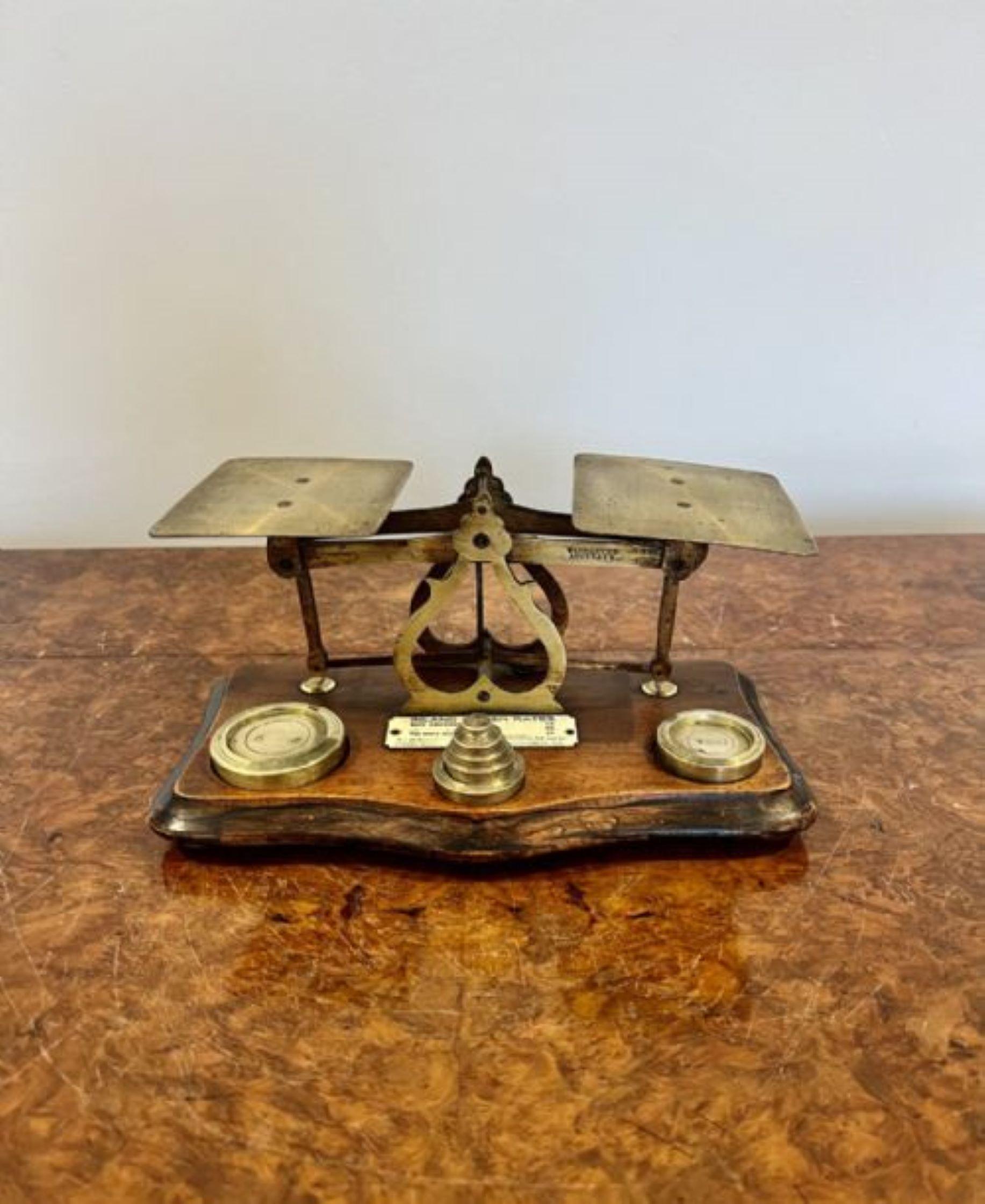20th Century Antique Edwardian brass postal scales & weights  For Sale