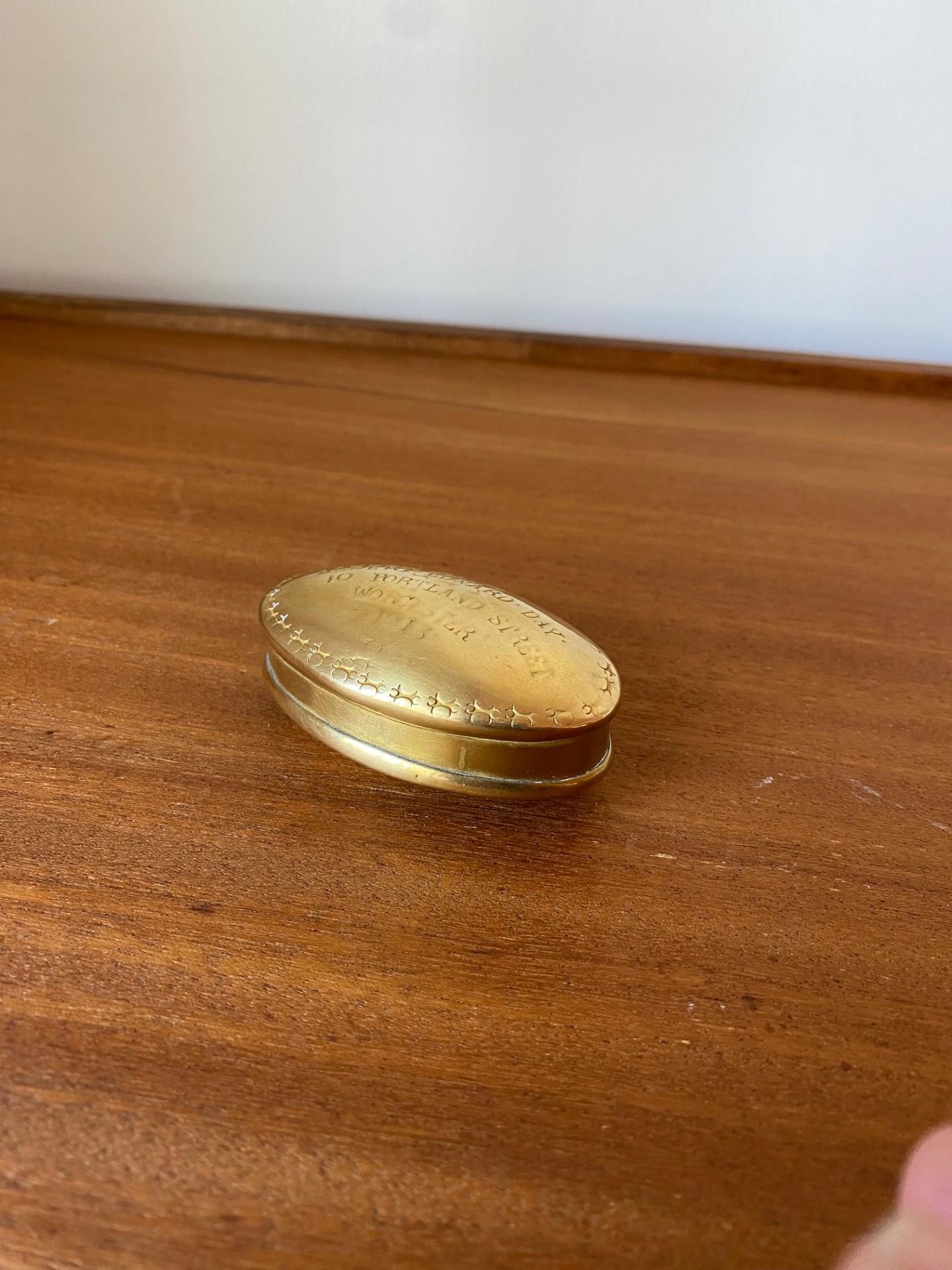 American Antique Edwardian Brass Snuff Box For Sale