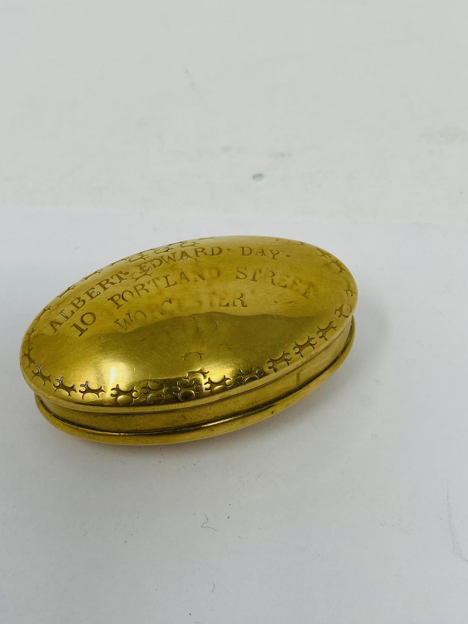 Antique Edwardian Brass Snuff Box For Sale 2
