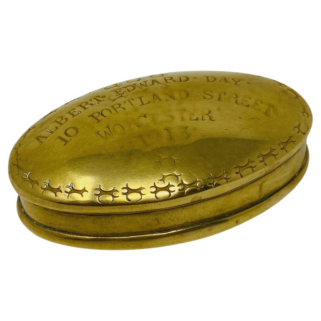 Antique Edwardian Brass Snuff Box For Sale