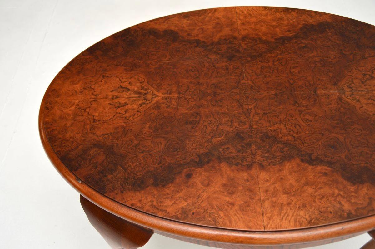 Antique Edwardian Burr Walnut Coffee Table In Good Condition For Sale In London, GB