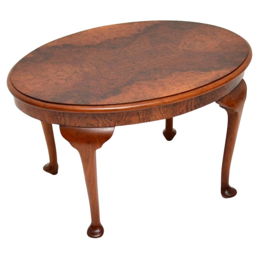 Antique Edwardian Burr Walnut Coffee Table For Sale