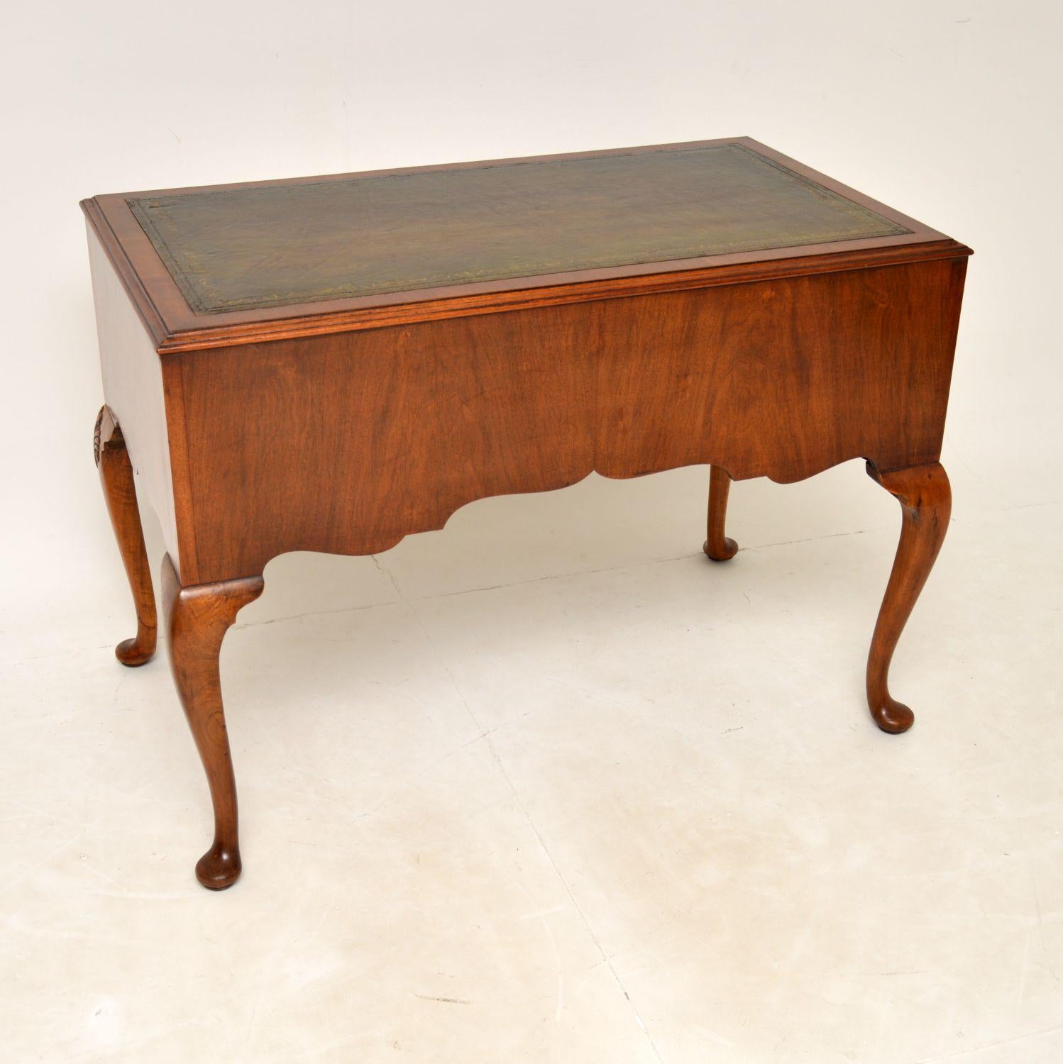 Antique Edwardian Burr Walnut Leather Top Desk 2