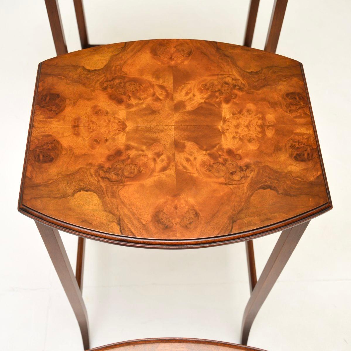 Antique Edwardian Burr Walnut Nest of Three Tables 2