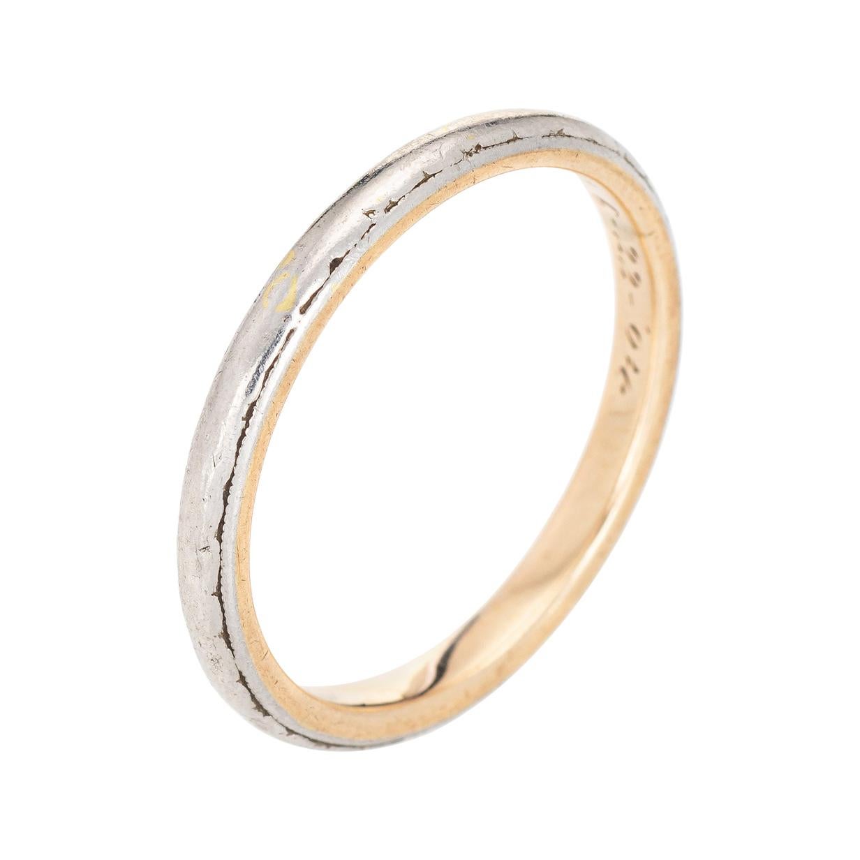 Antique Edwardian c1904 Wedding Band Vintage Ring 14k Platinum Jewelry