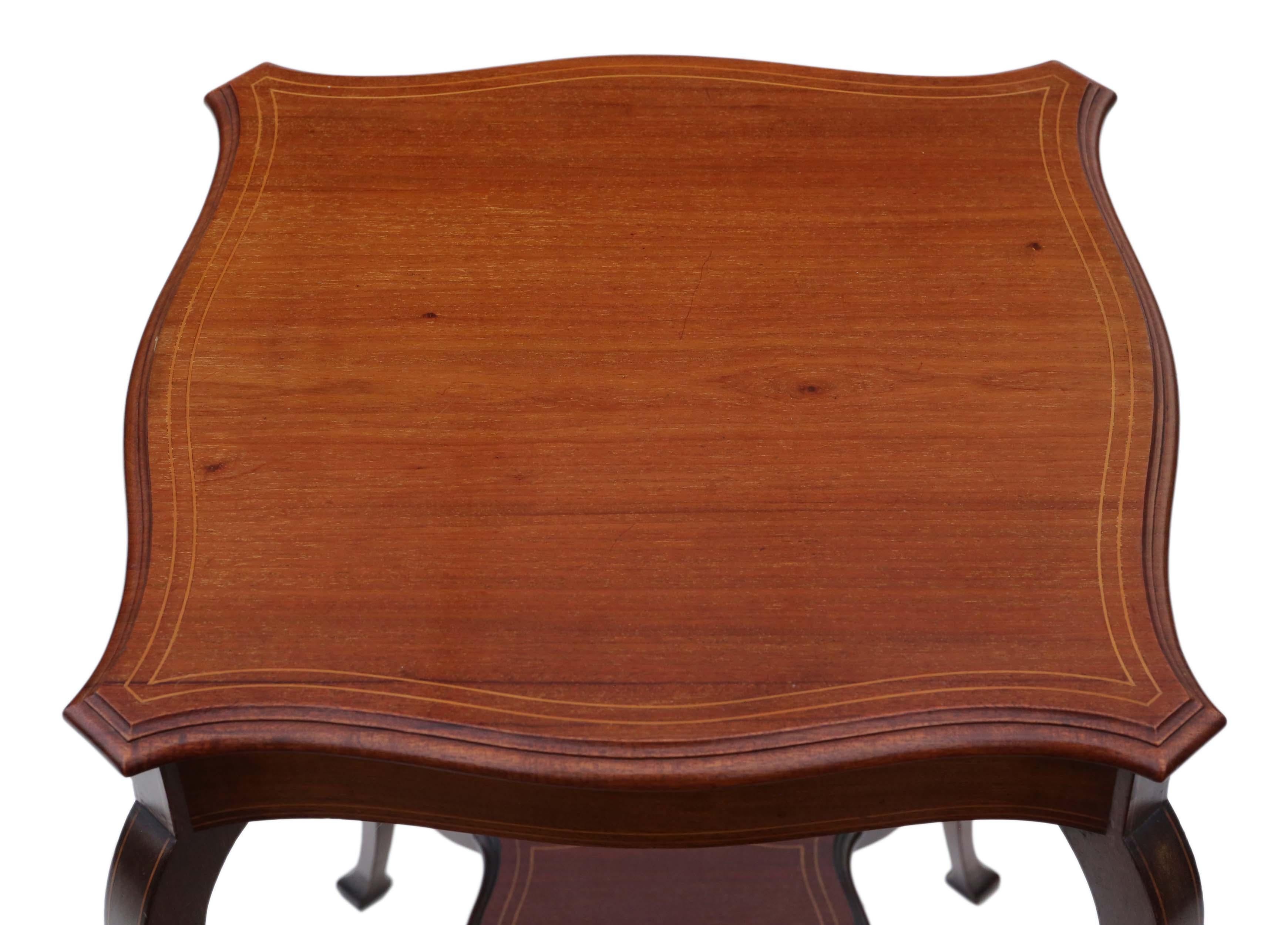 Antique Edwardian C1905 Inlaid Mahogany Shaped Table Occasional Side In Good Condition In Wisbech, Cambridgeshire