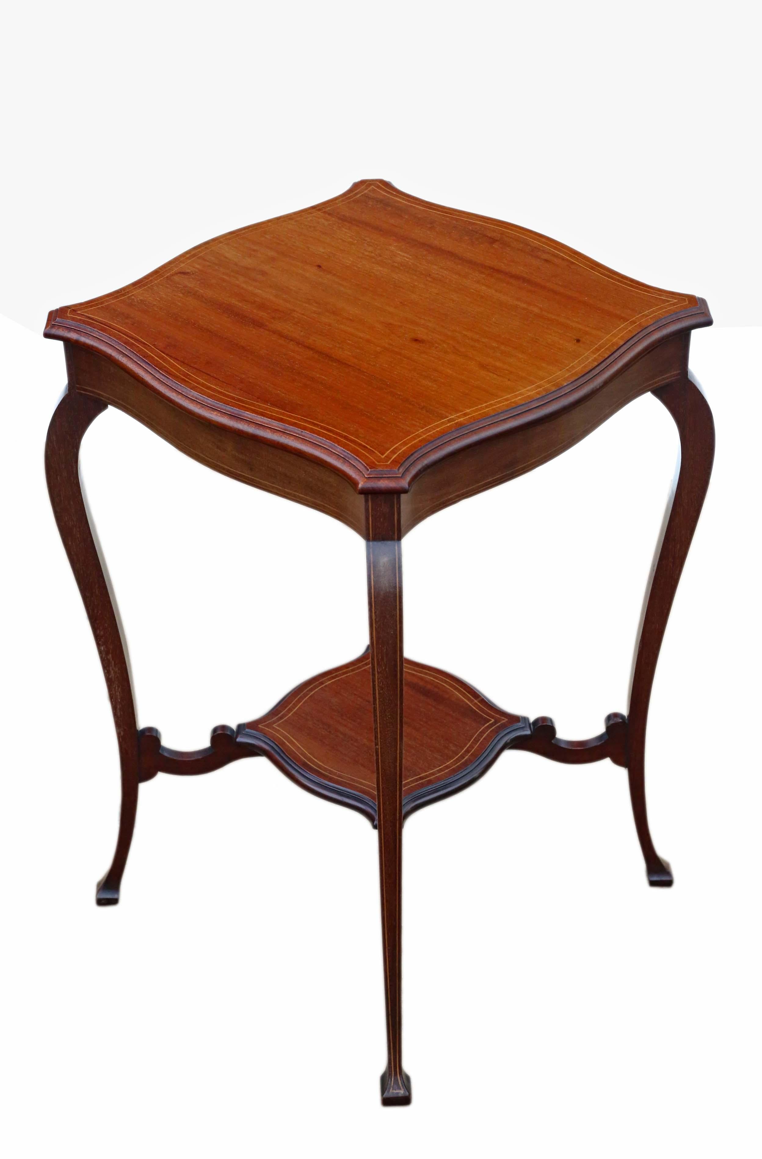 Antique Edwardian C1905 Inlaid Mahogany Shaped Table Occasional Side 1