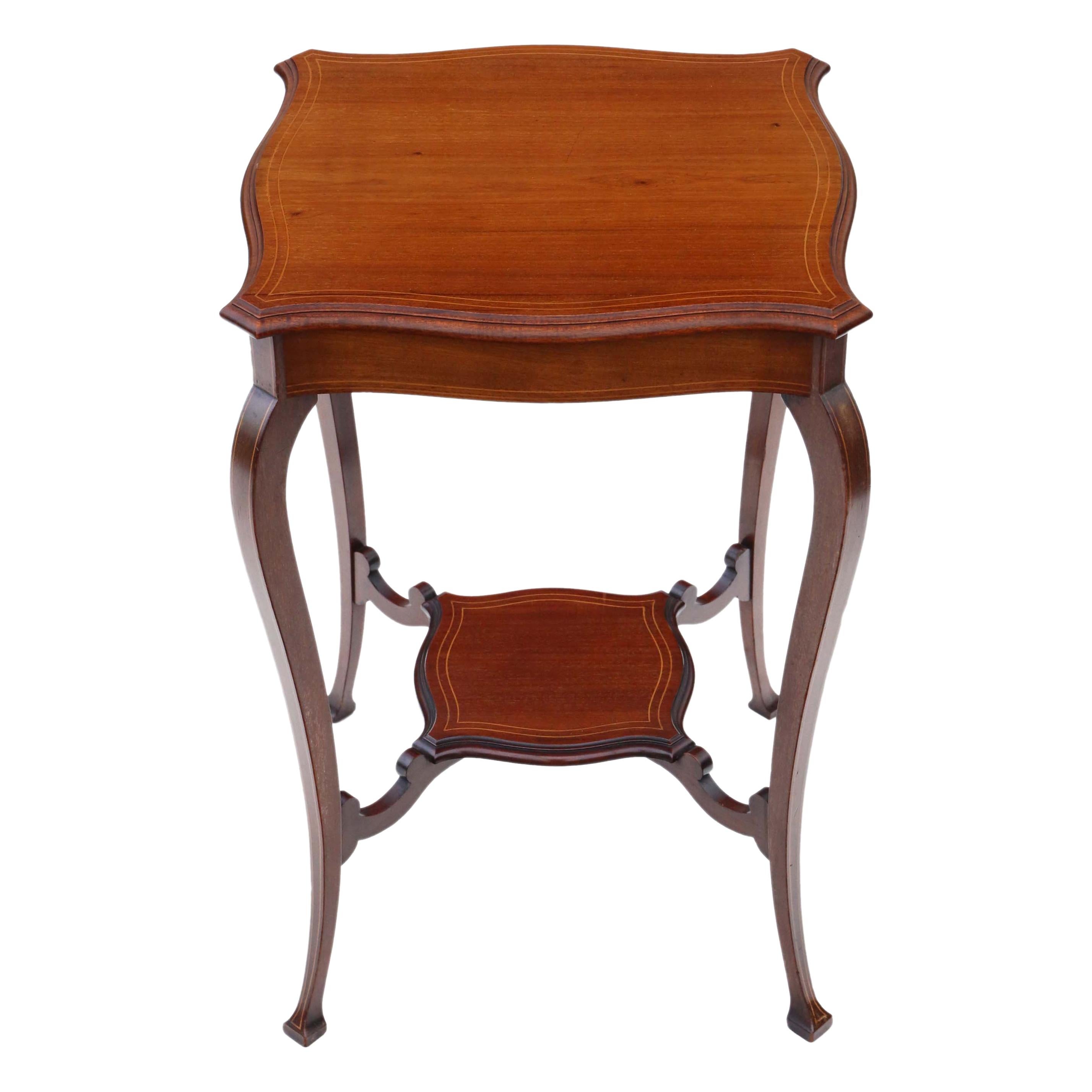 Antique Edwardian C1905 Inlaid Mahogany Shaped Table Occasional Side