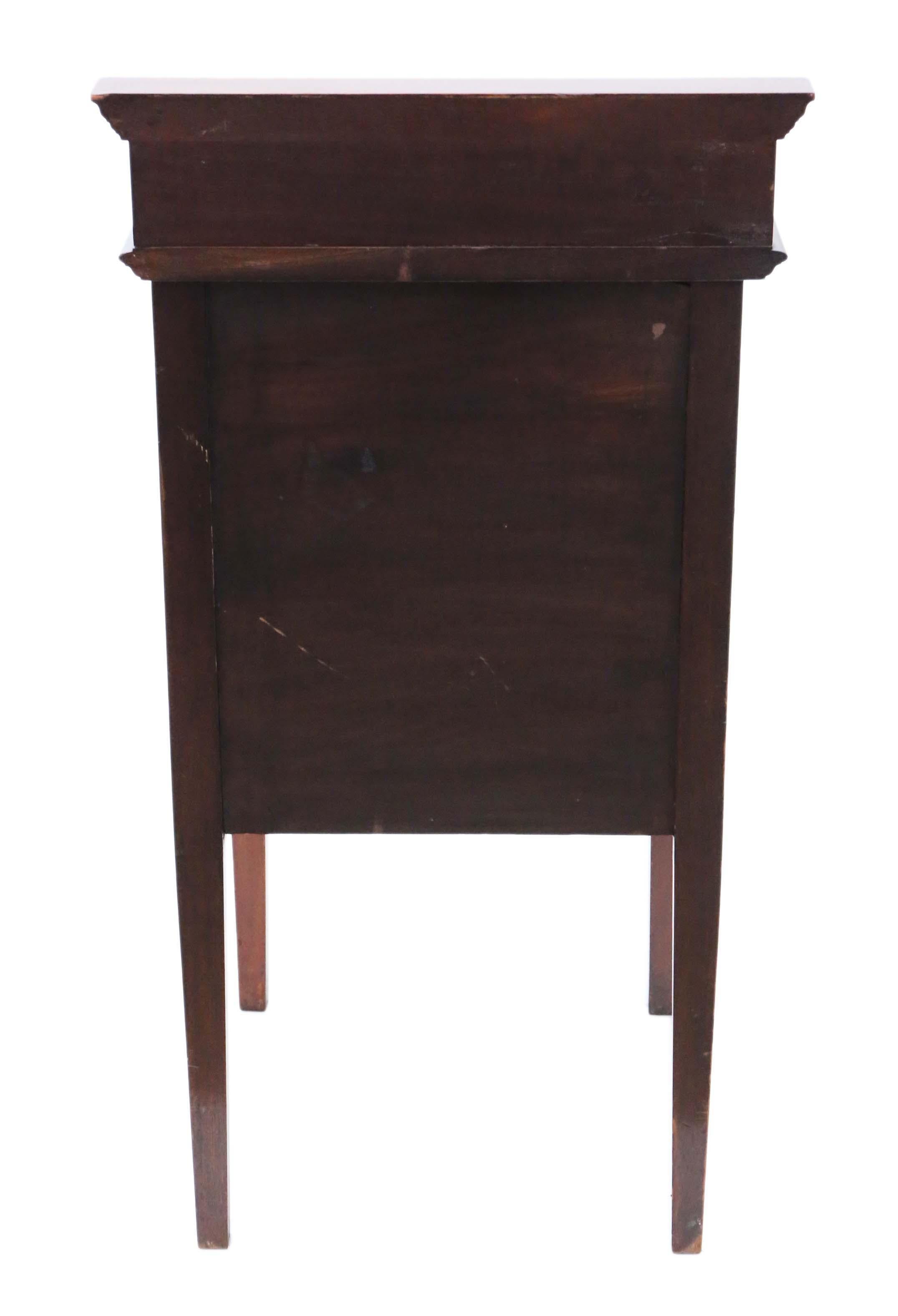 Antique Edwardian C1910 Inlaid Mahogany Bedside Table Cupboard 3