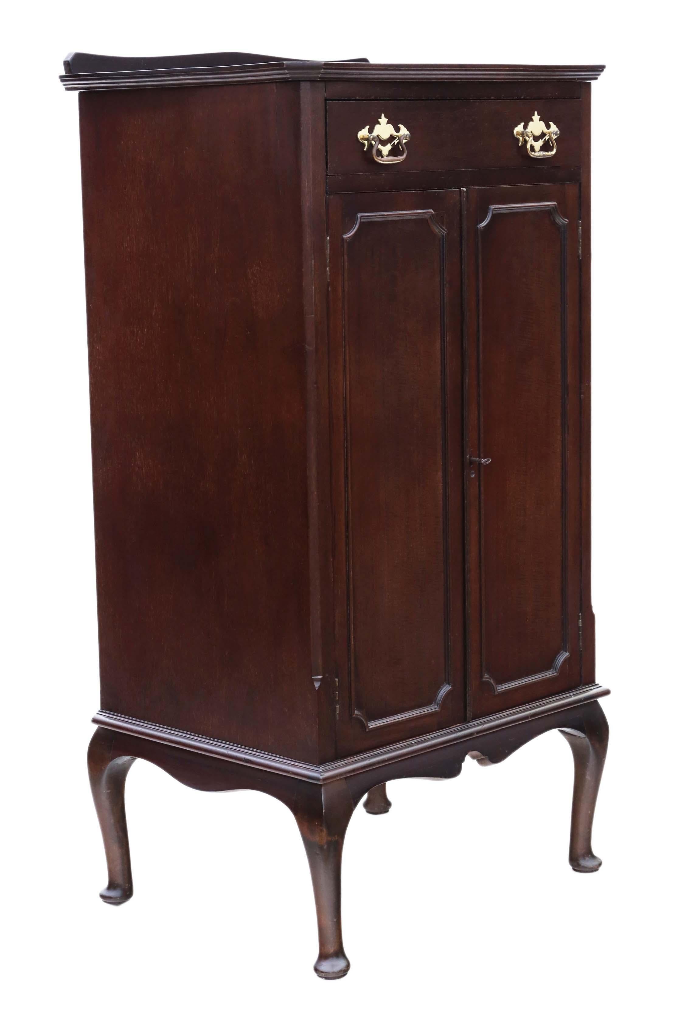 Early 20th Century Antique Edwardian C1910 Mahogany Music Cabinet Cupboard