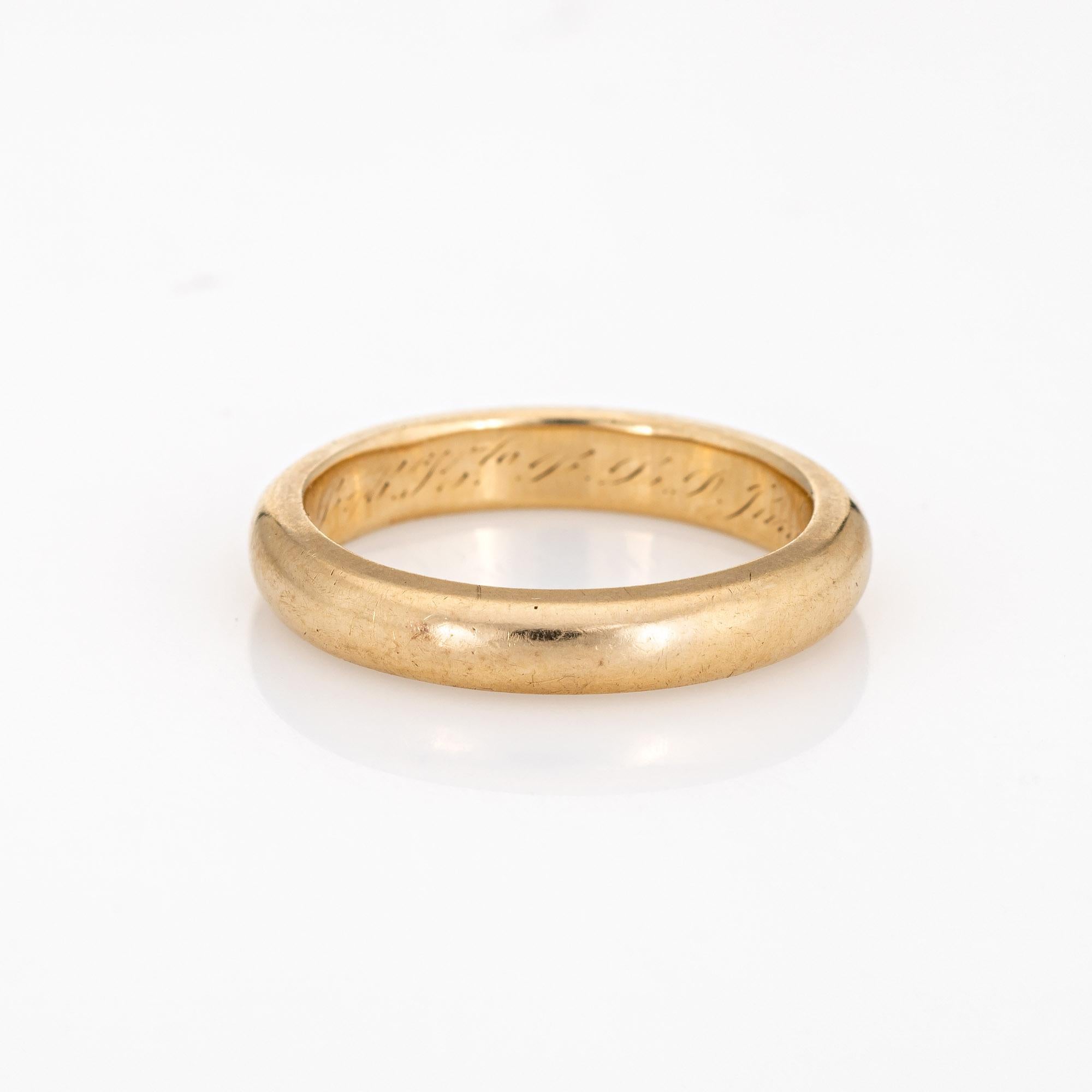 Edwardian circa 1914 Wedding Ring 14 Karat Yellow Gold Band Vintage Jewelry In Good Condition In Torrance, CA