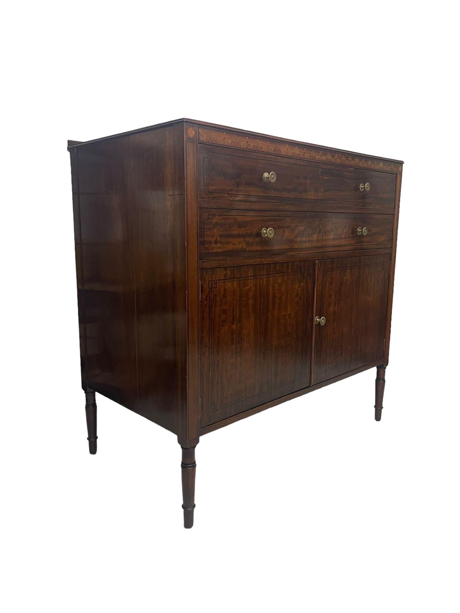 Early 20th Century Antique Edwardian Cabinet Buffet With Wood Inlay. Uk Import.Circa 1905 For Sale