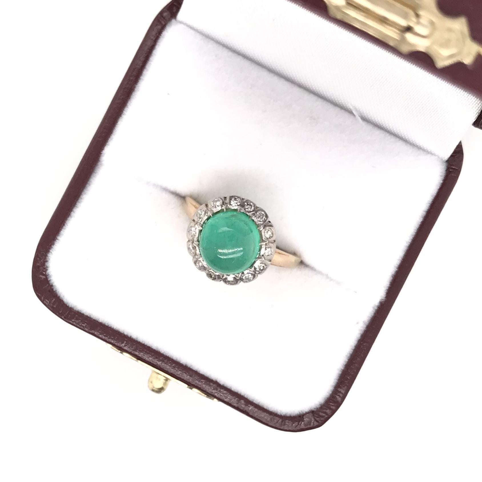 Antique Edwardian Cabochon Emerald Ring For Sale 6