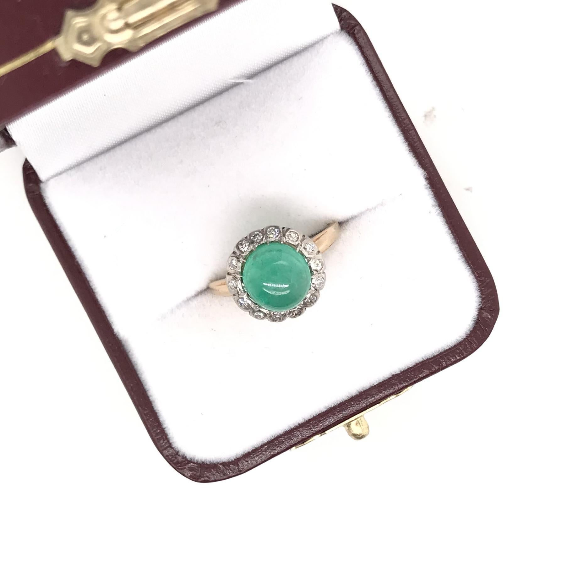 Antique Edwardian Cabochon Emerald Ring For Sale 7