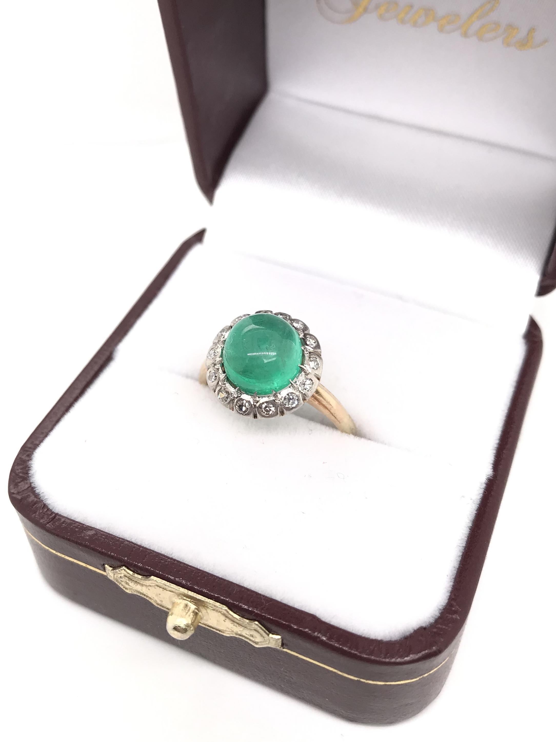 Antique Edwardian Cabochon Emerald Ring For Sale 8