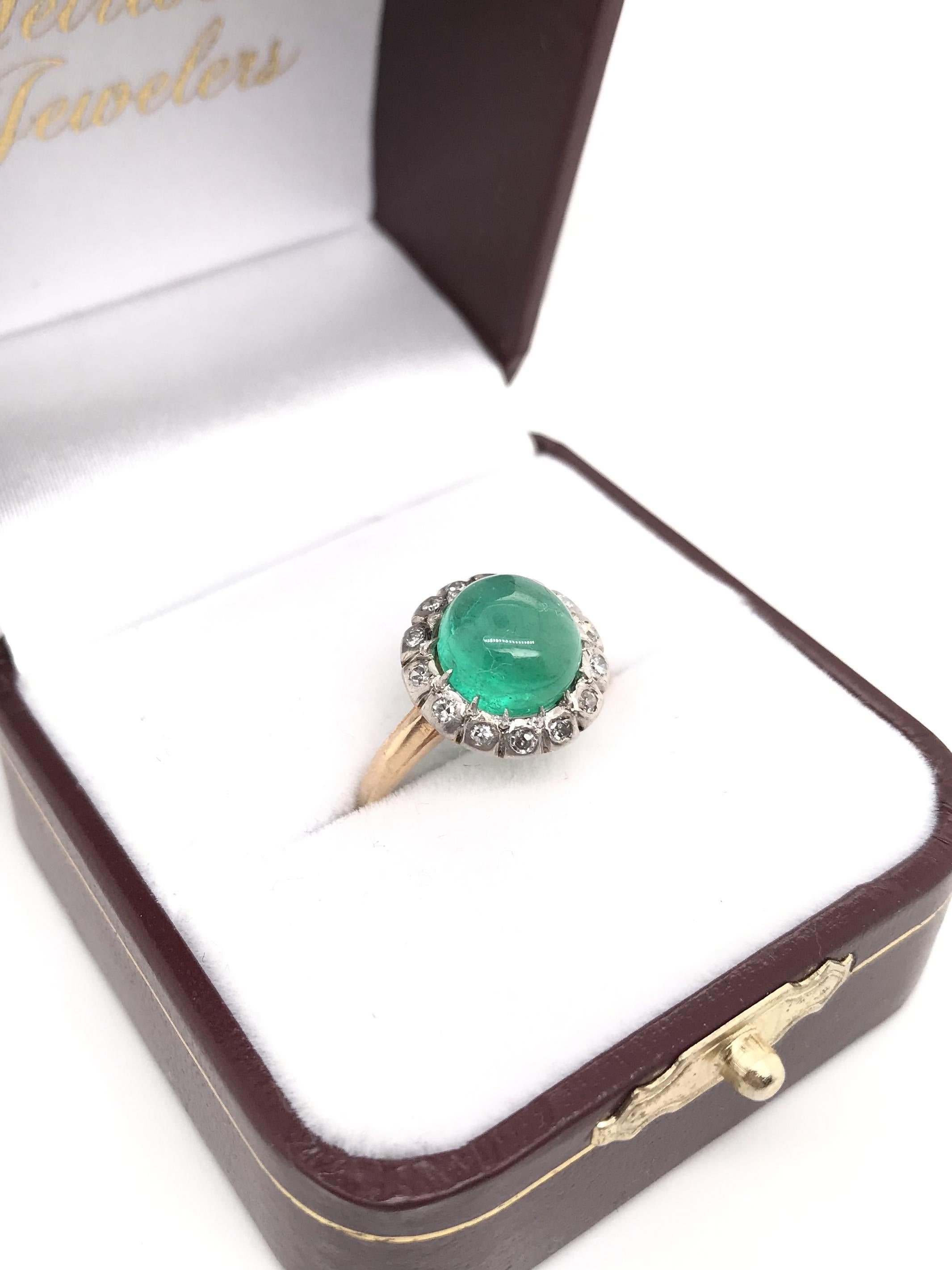 Antique Edwardian Cabochon Emerald Ring For Sale 9