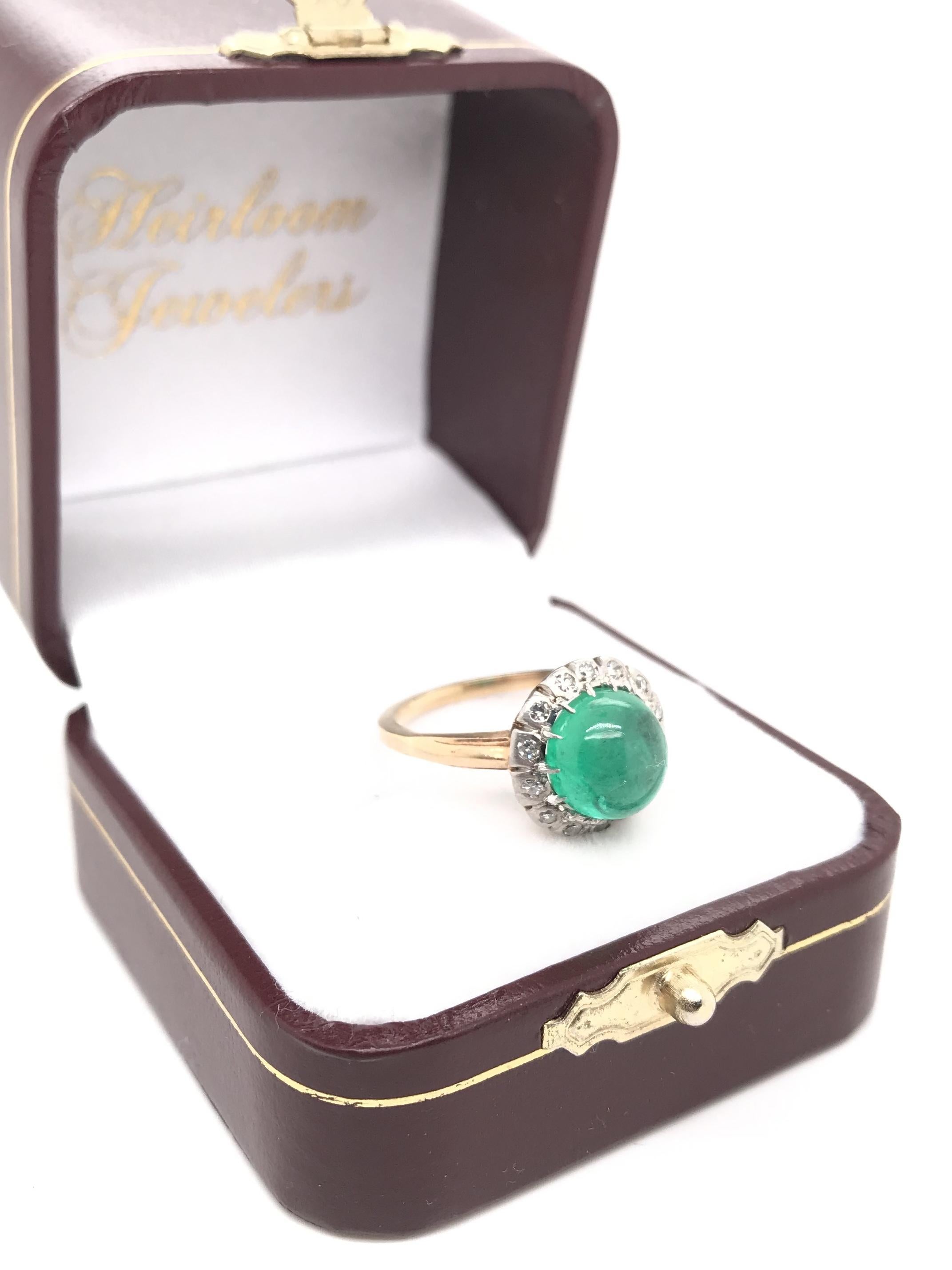 Antique Edwardian Cabochon Emerald Ring For Sale 10