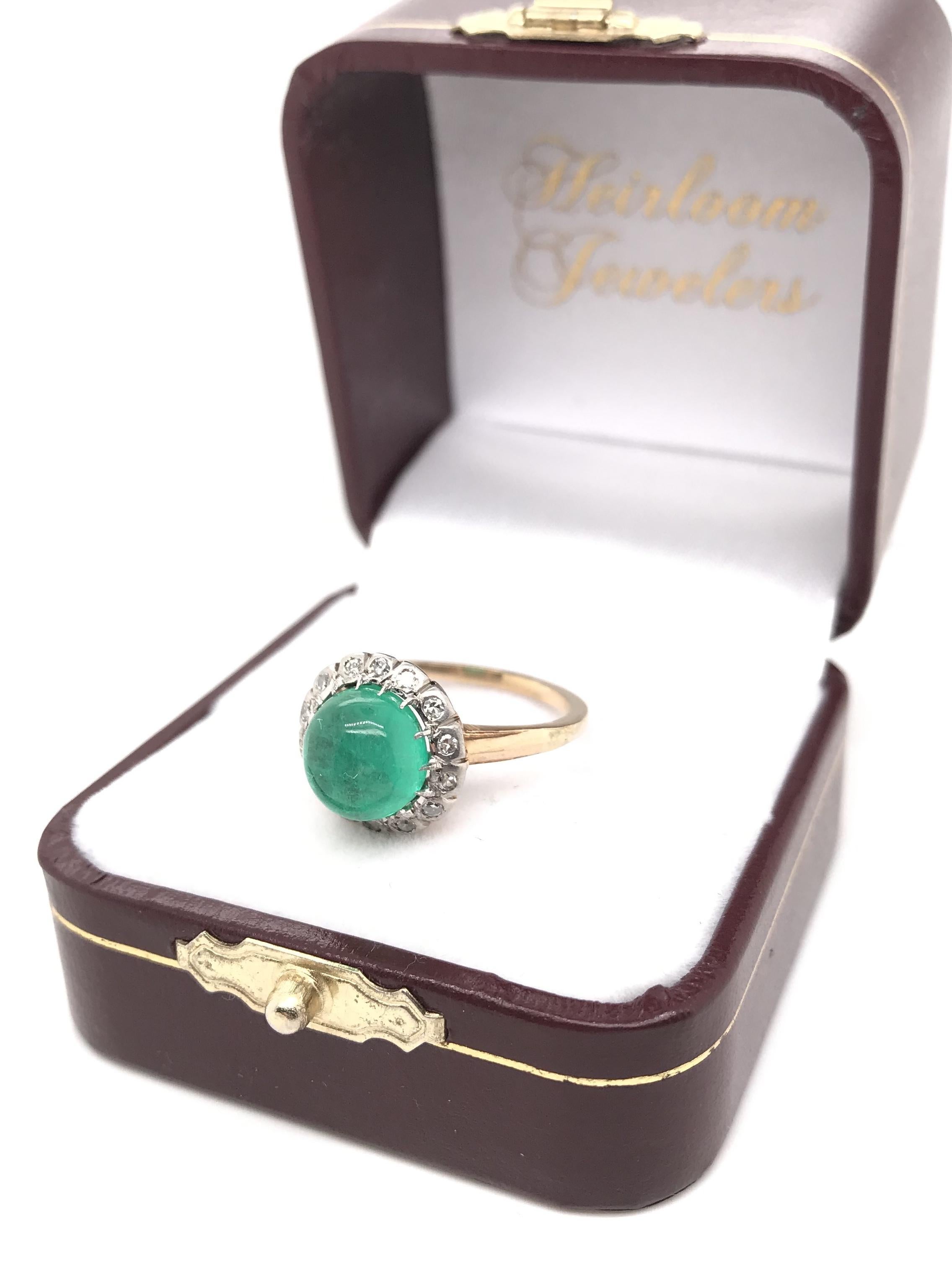 Antique Edwardian Cabochon Emerald Ring For Sale 11
