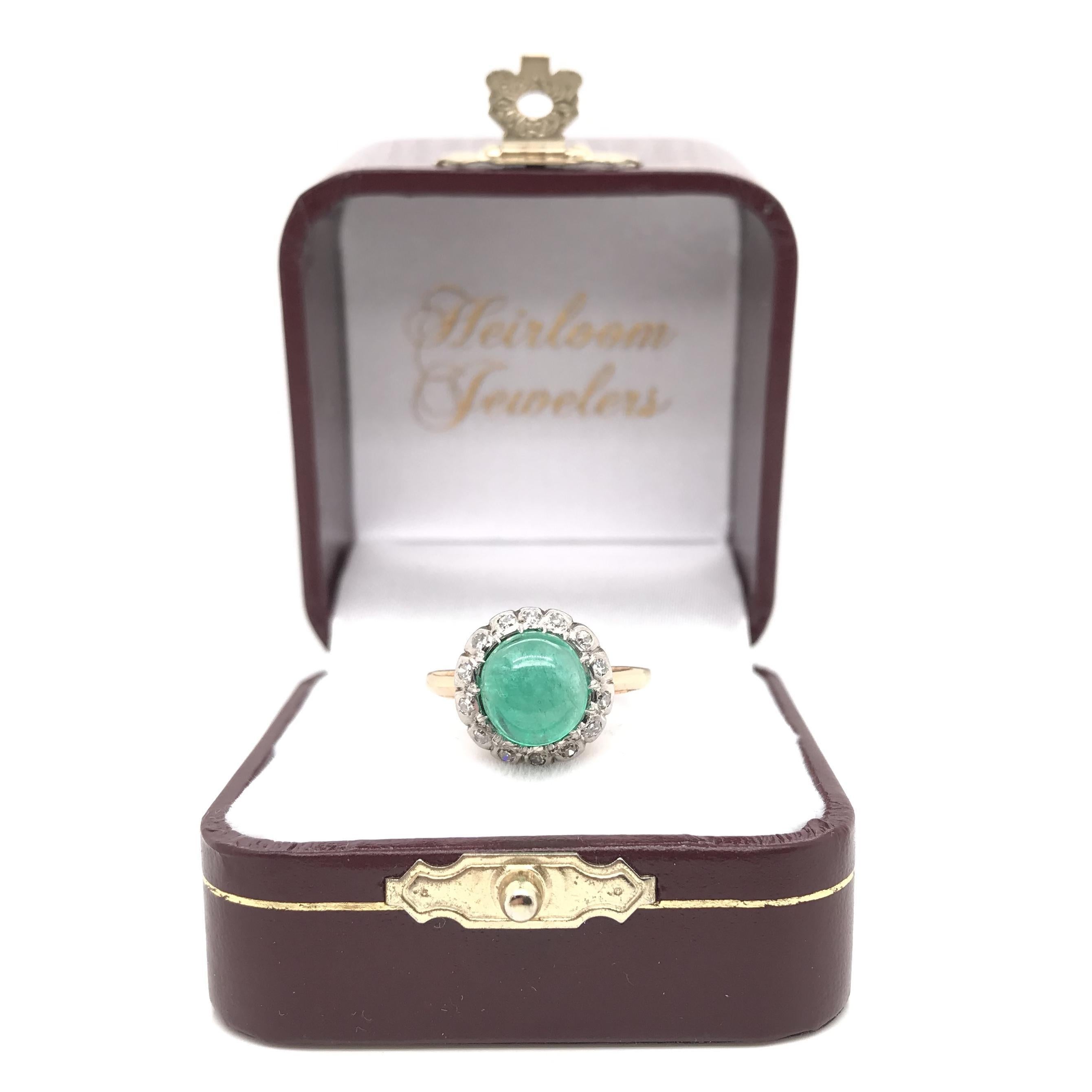Antique Edwardian Cabochon Emerald Ring For Sale 12