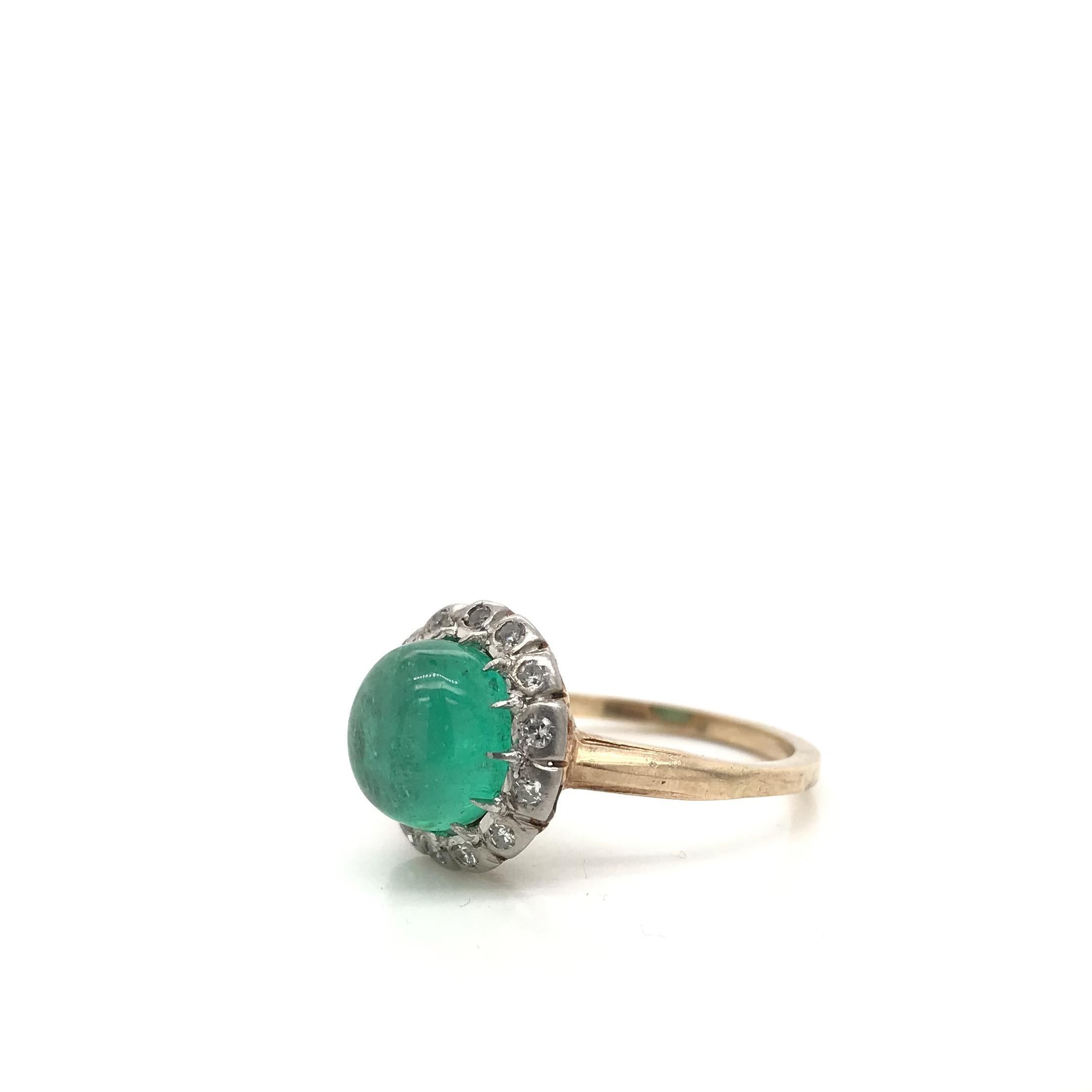 Antique Edwardian Cabochon Emerald Ring In Excellent Condition For Sale In Montgomery, AL