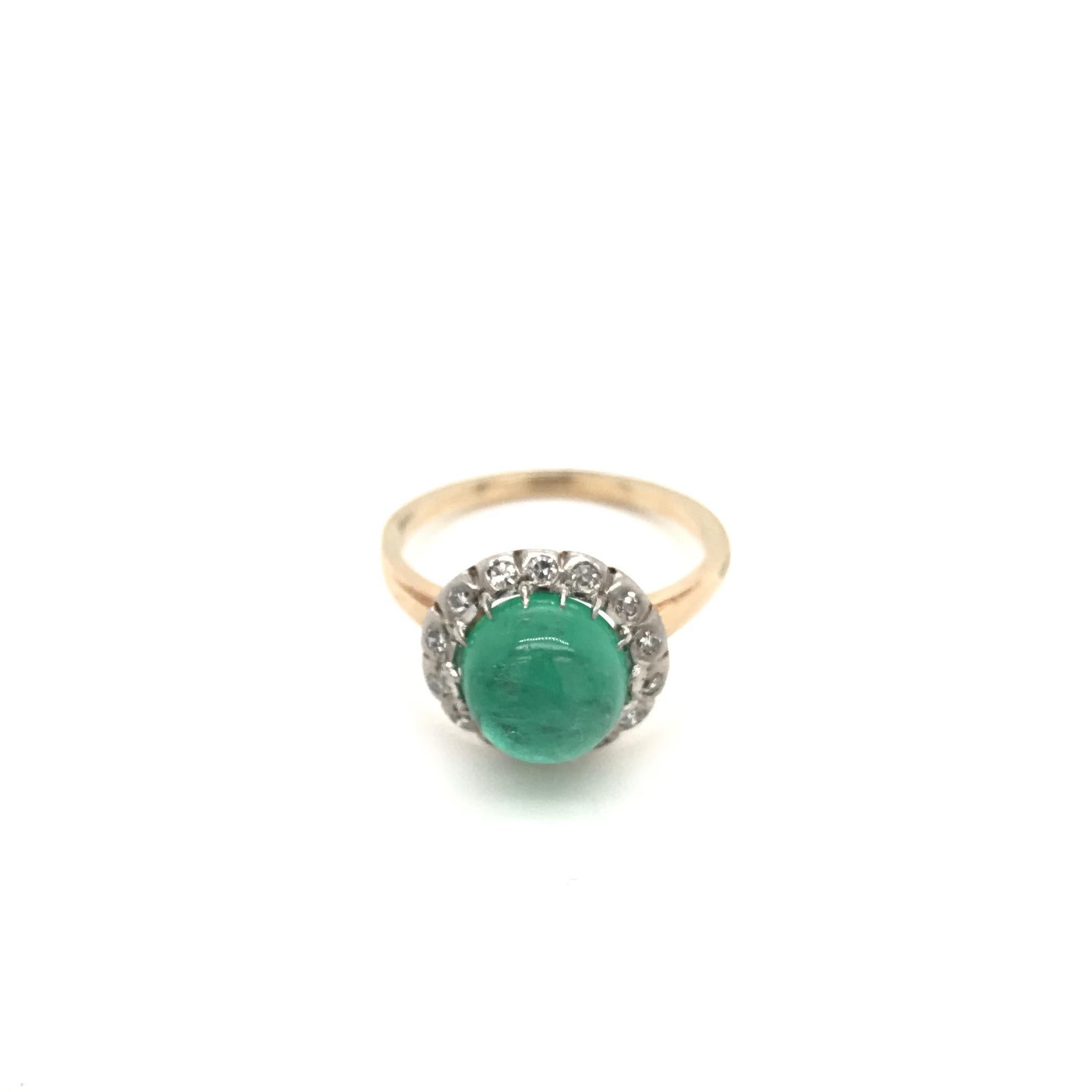Women's Antique Edwardian Cabochon Emerald Ring For Sale