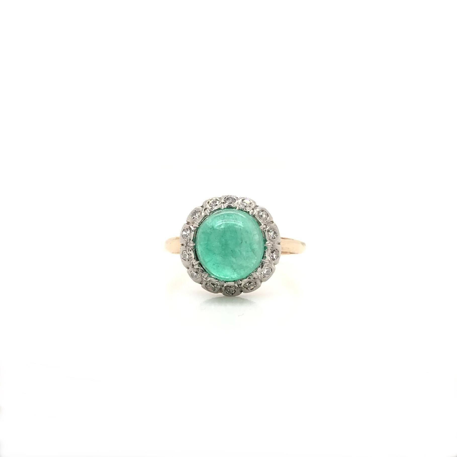 Antique Edwardian Cabochon Emerald Ring For Sale 1