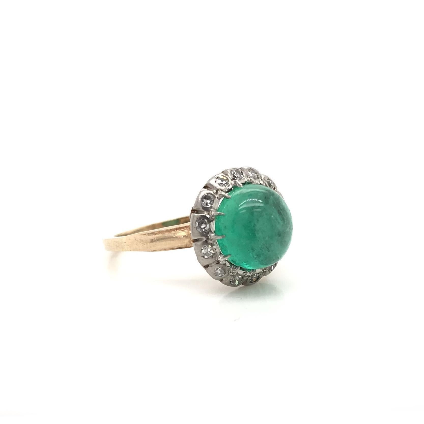 Antique Edwardian Cabochon Emerald Ring For Sale 2