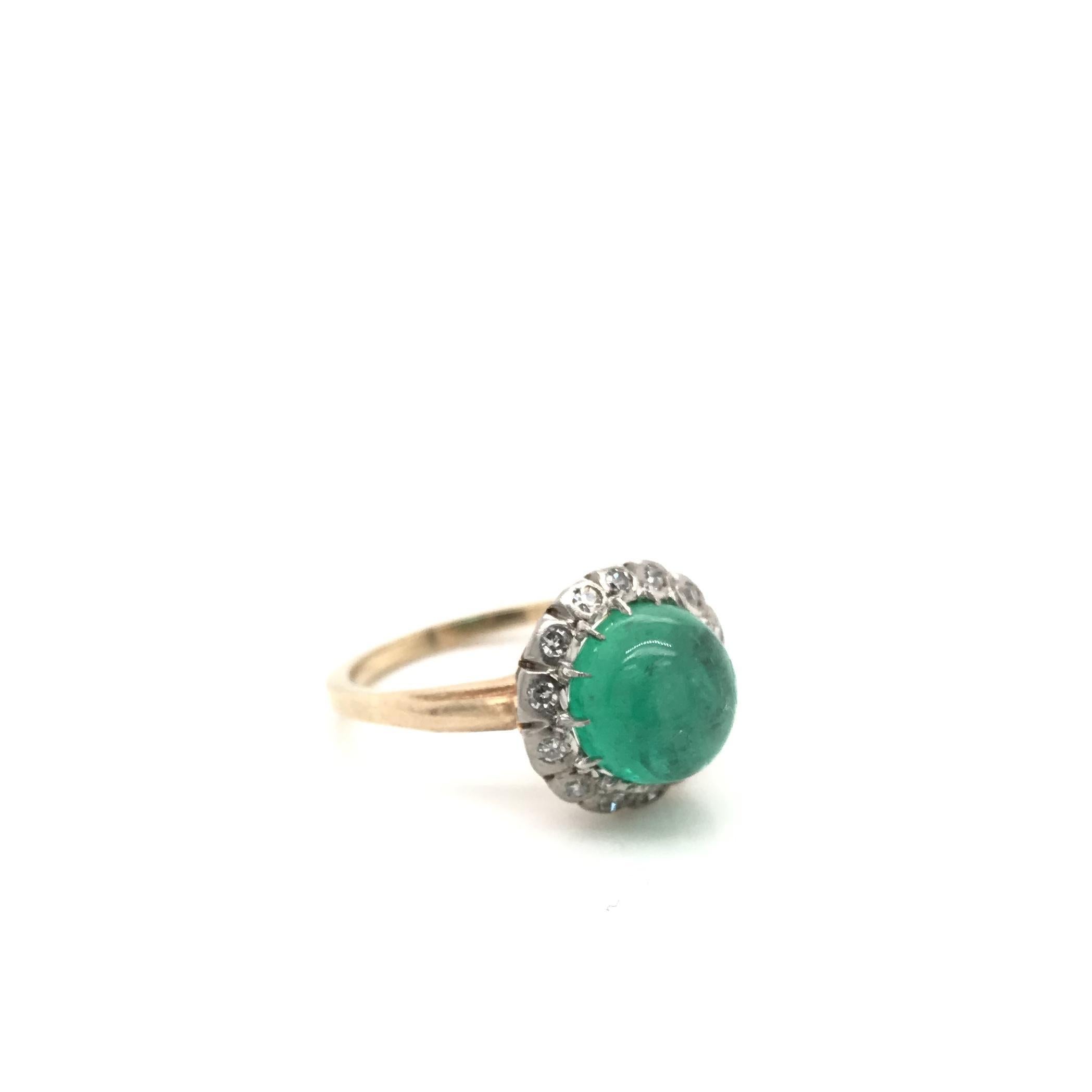 Antique Edwardian Cabochon Emerald Ring For Sale 3