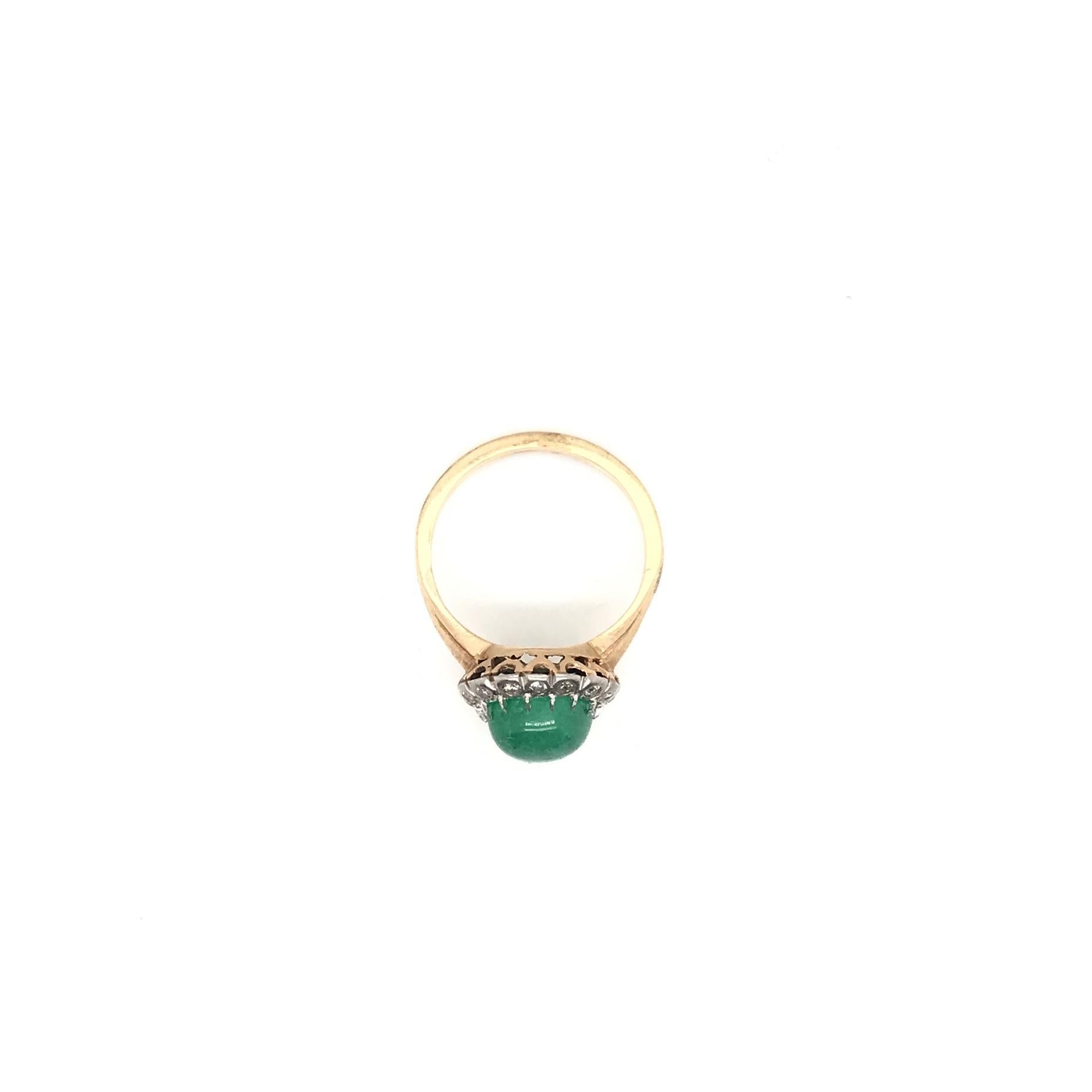Antique Edwardian Cabochon Emerald Ring For Sale 4