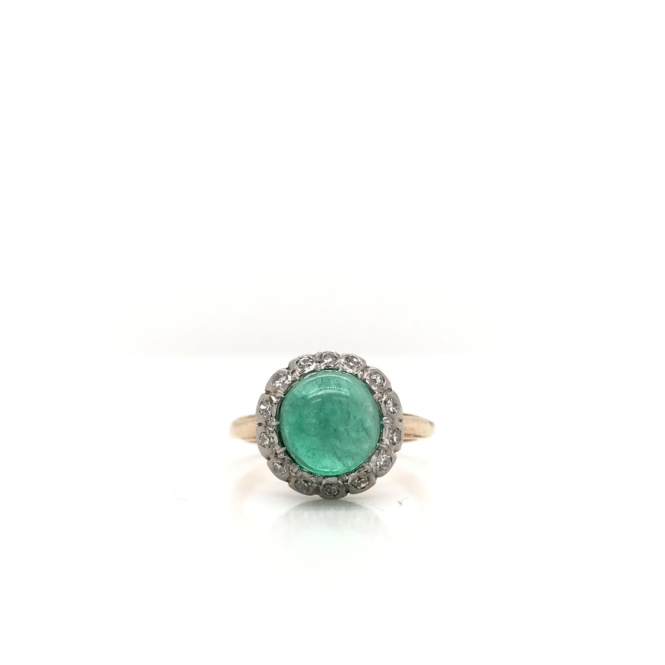 Antique Edwardian Cabochon Emerald Ring For Sale 5