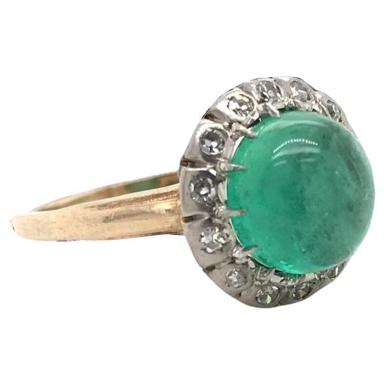 Antique Edwardian Cabochon Emerald Ring For Sale