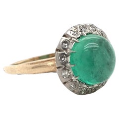 Antique Edwardian Cabochon Emerald Ring