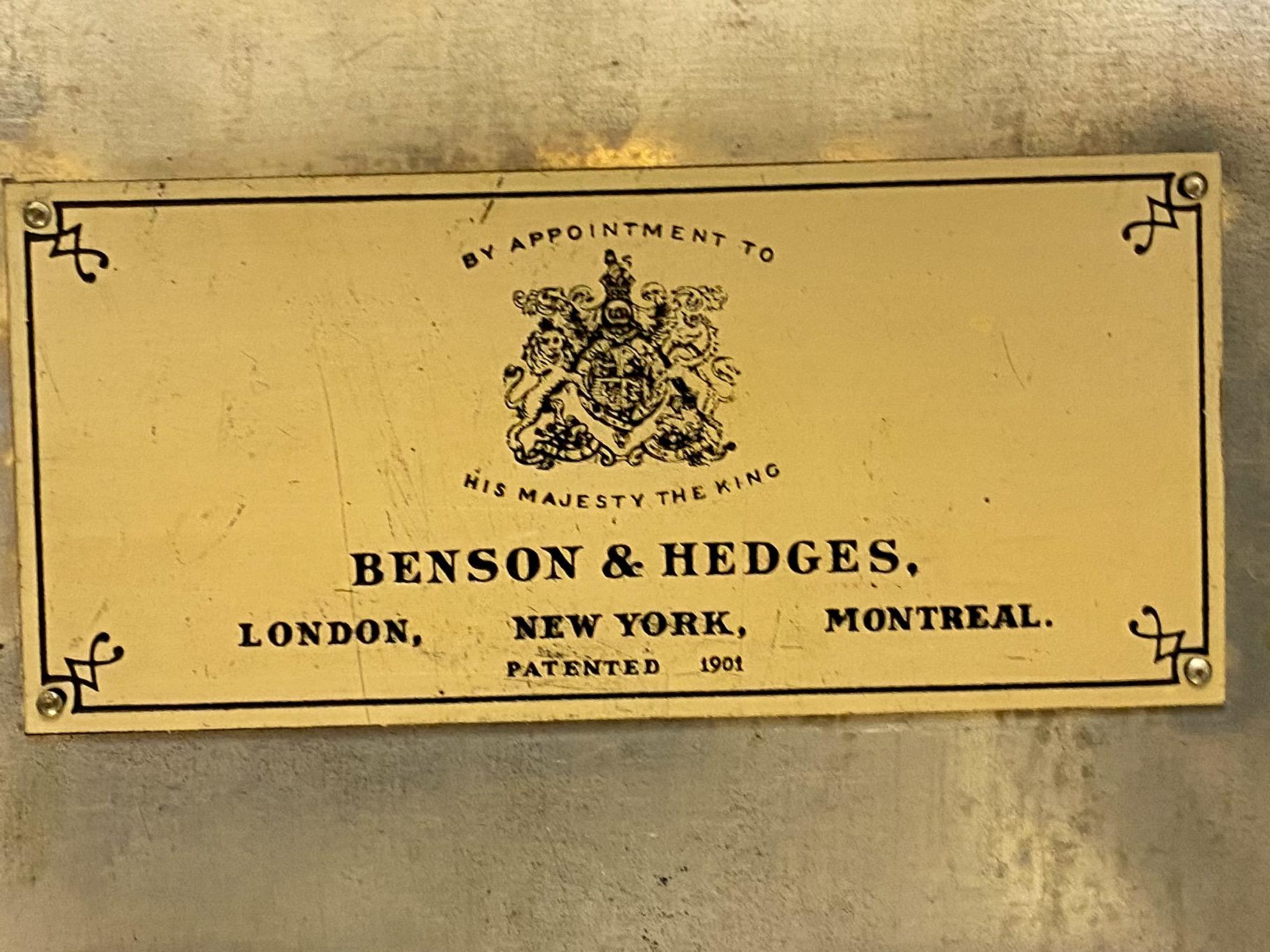 English Antique Edwardian Campaign Style Benson & Hedges Rosewood Humidor