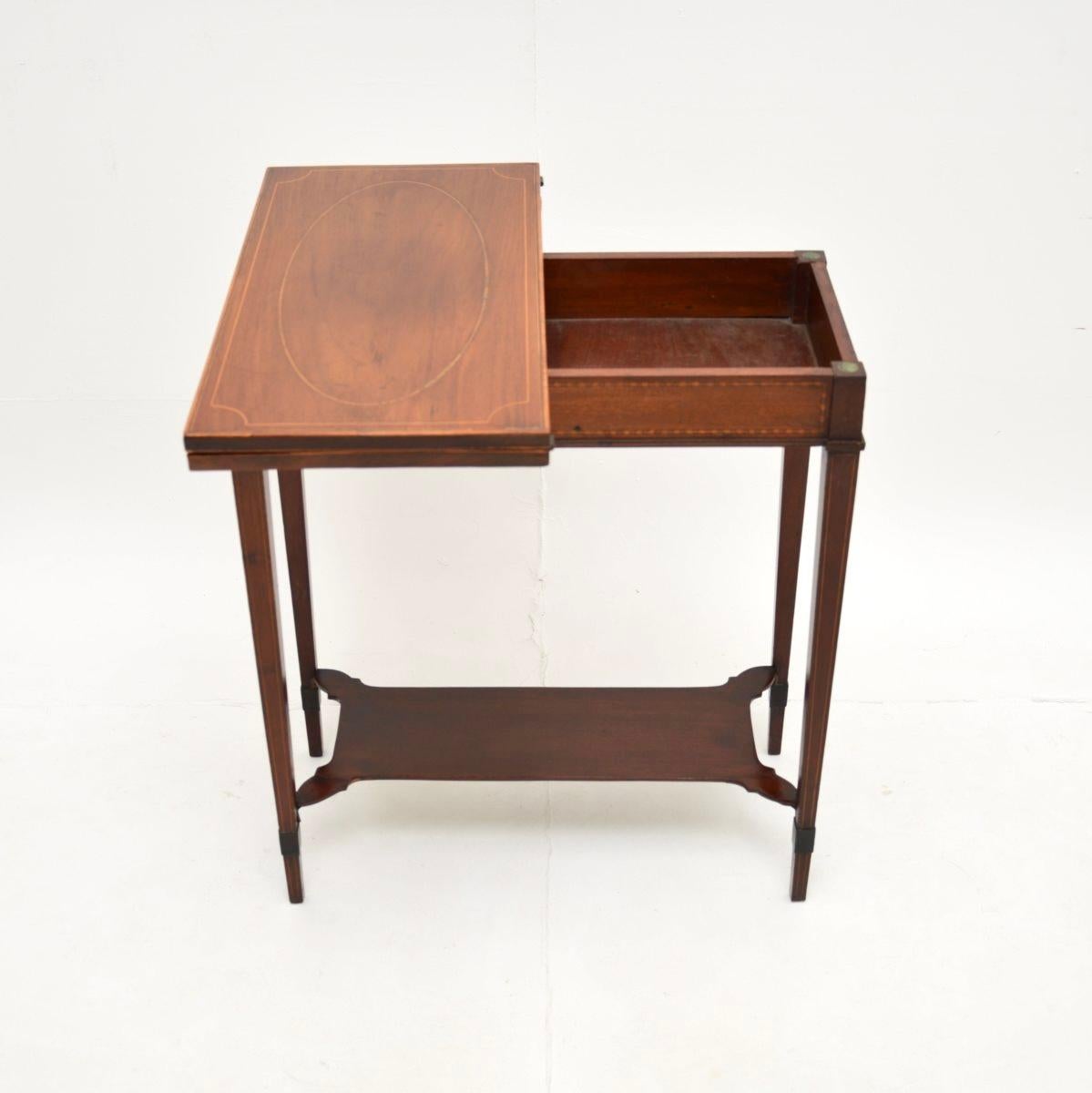 Cuir Table à cartes édouardienne ancienne en vente