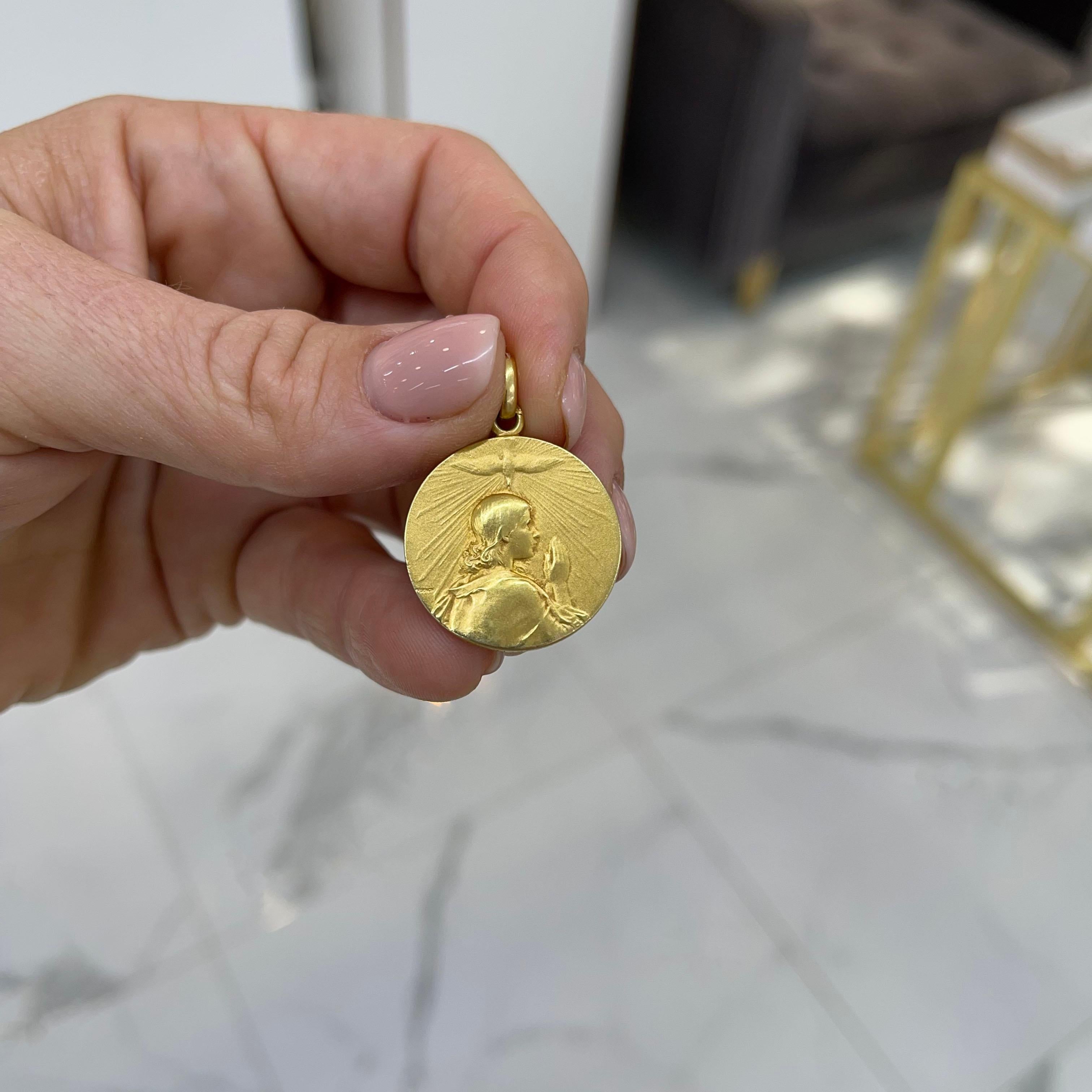 Antique Edwardian Cartier Frederic de Vernon 18K Yellow Gold Medal Pendant 1