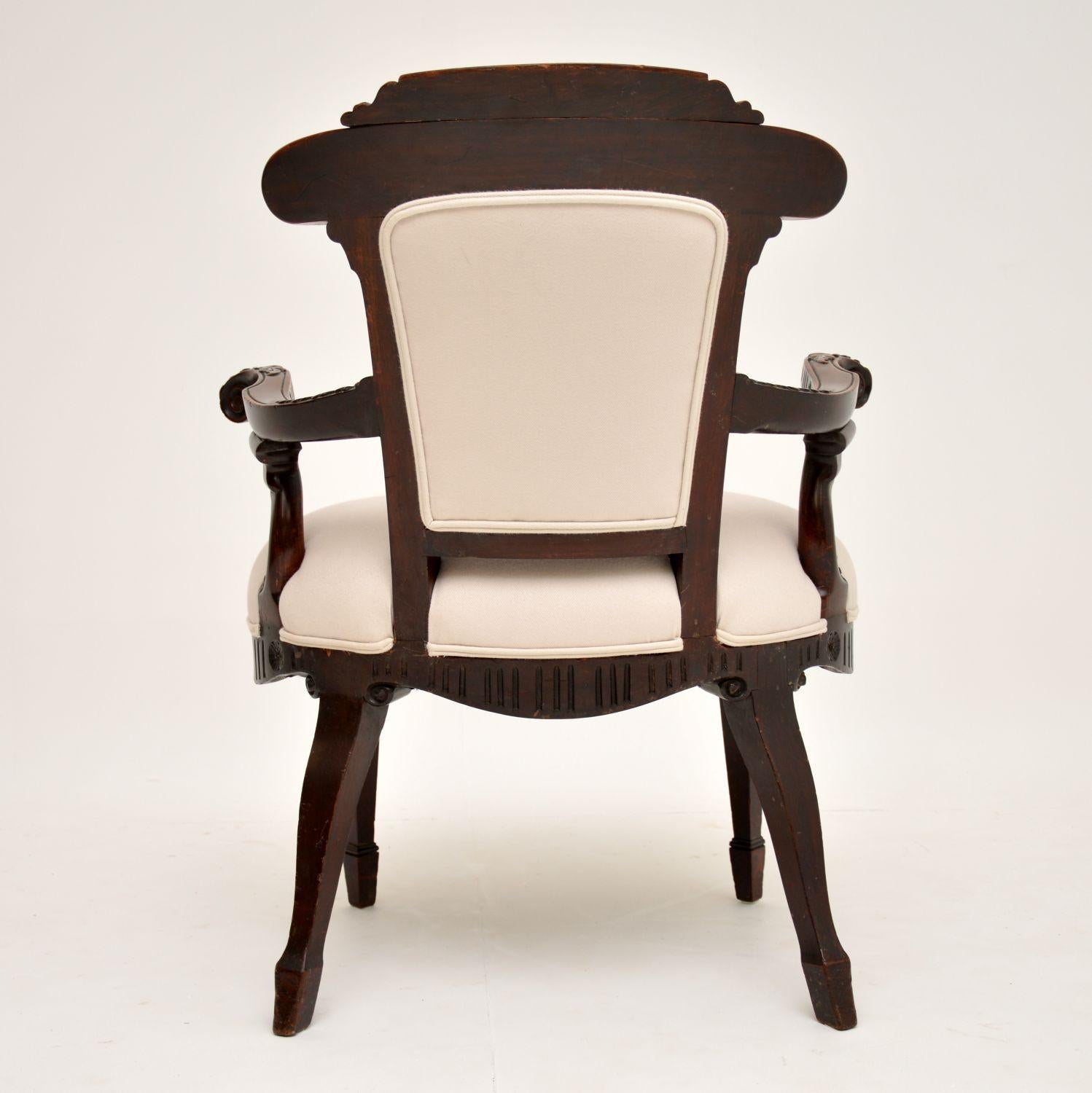 Antique Edwardian Carved Mahogany Armchair 5