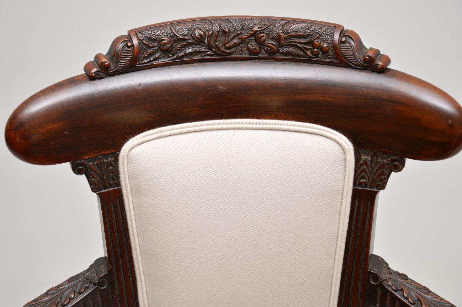 Antique Edwardian Carved Mahogany Armchair 3