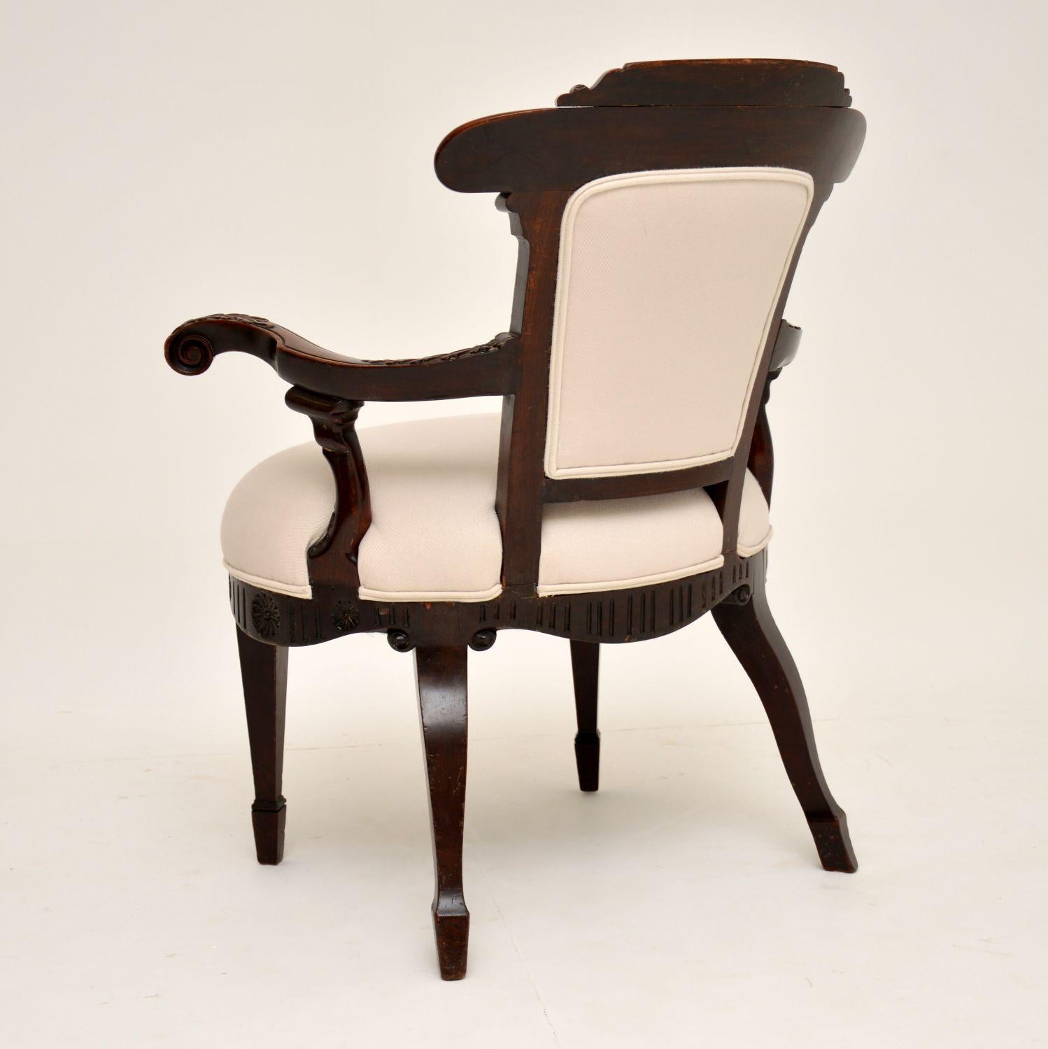 Antique Edwardian Carved Mahogany Armchair 4