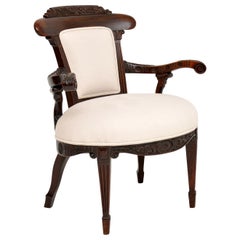 Antique Edwardian Carved Mahogany Armchair