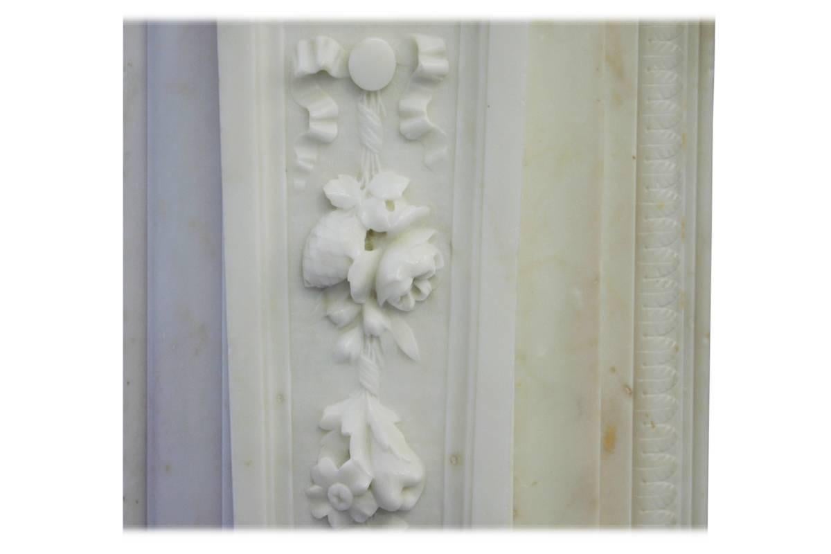 20th Century Antique Edwardian Carved Statuary Marble Fireplace Surround