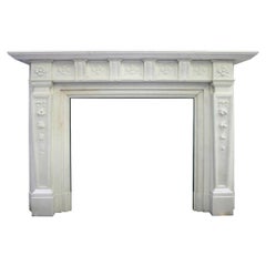 Antique Edwardian Carved Statuary Marble Fireplace Surround