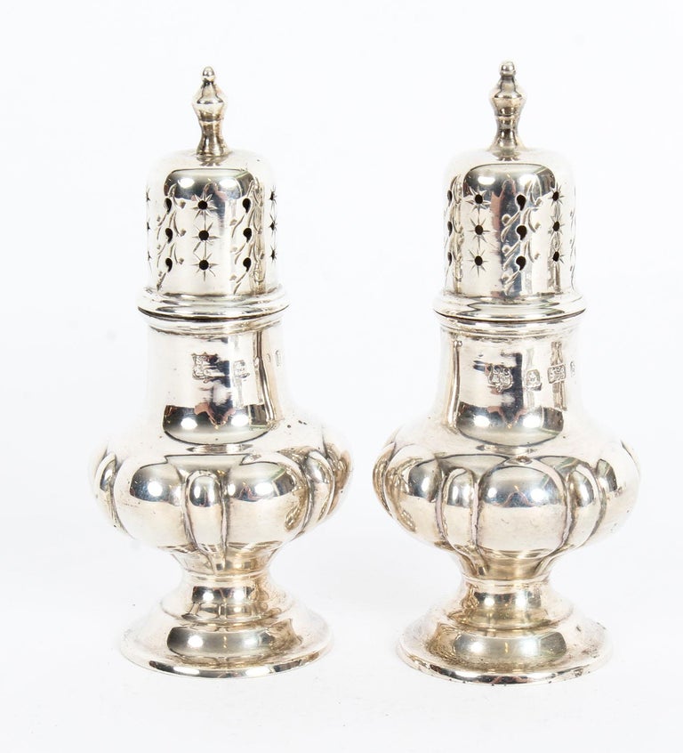 Antique Edwardian Cased Sterling Silver Cruet Set by S. W. Smith and Co