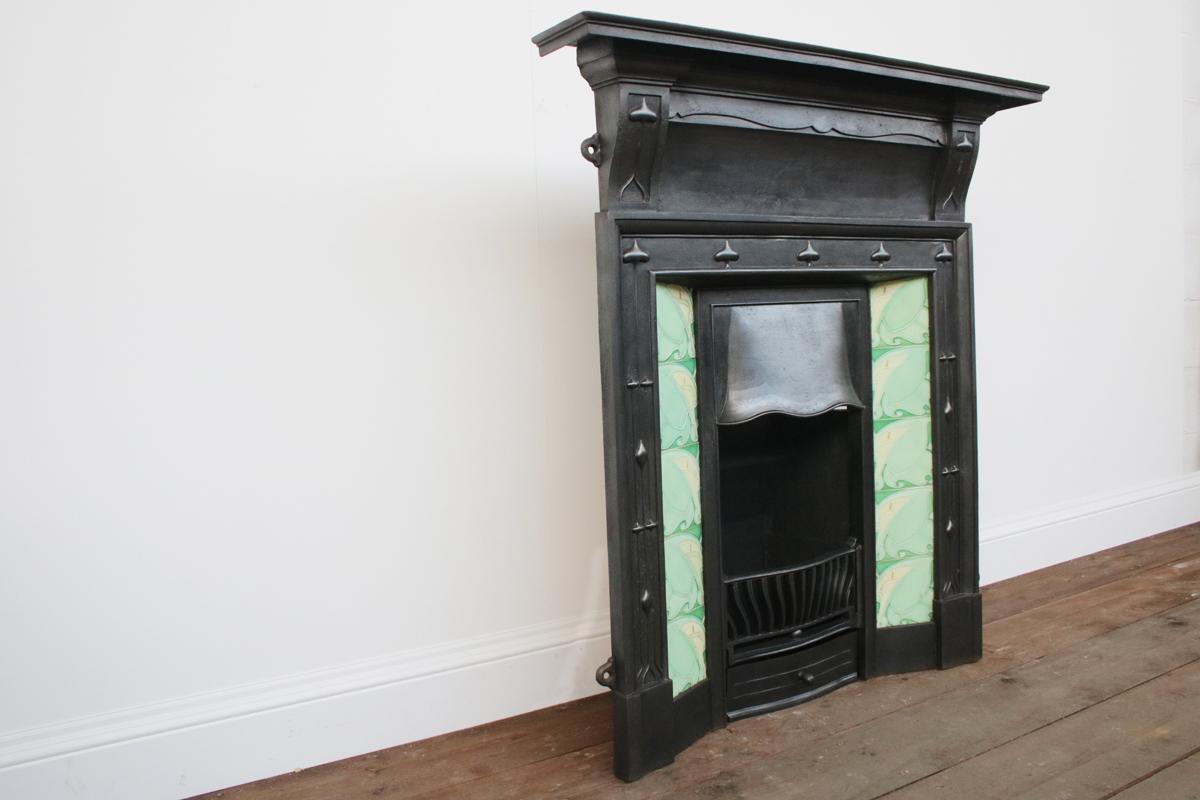 tiled cast iron fireplace